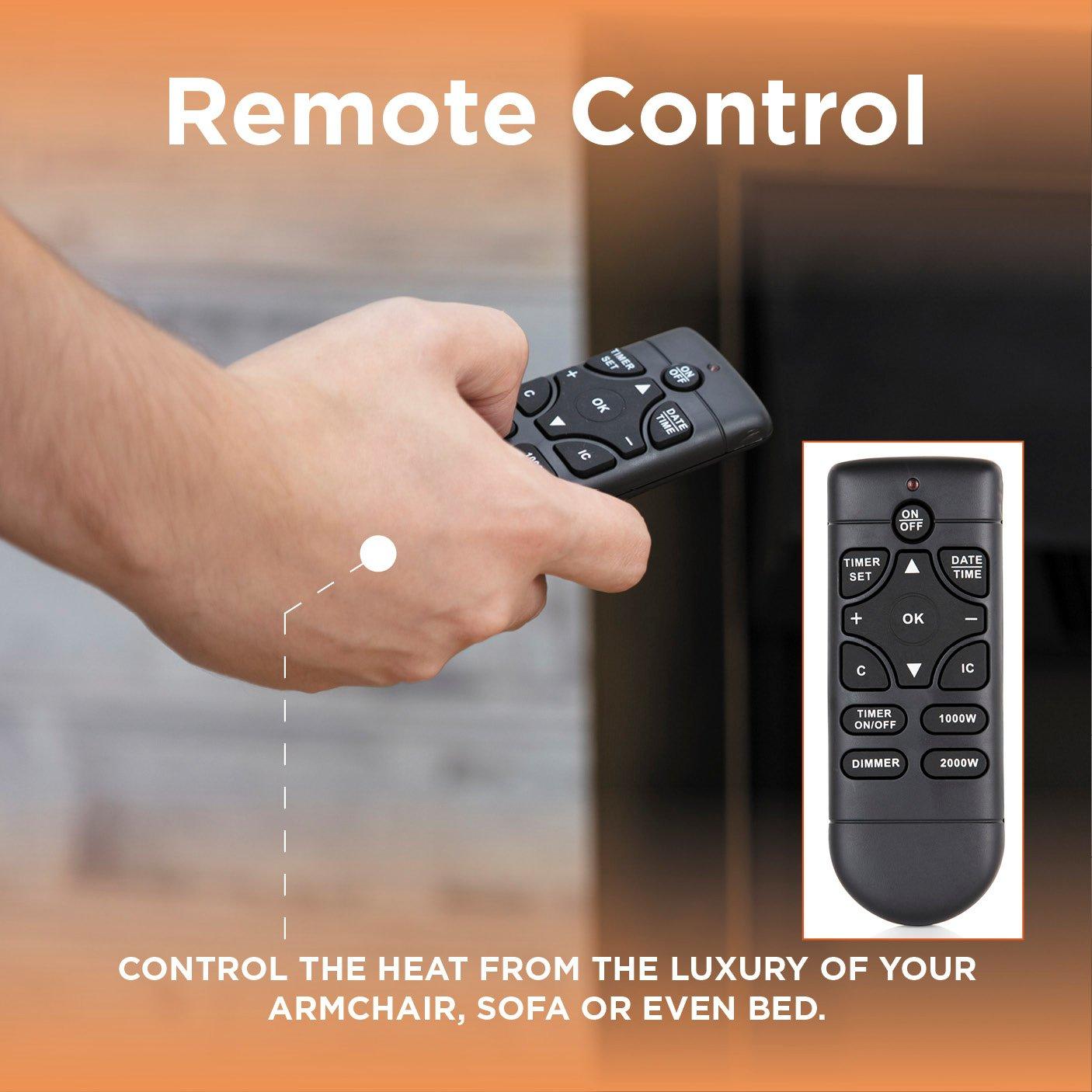 Brass - Warmlite - Whitby 2KW Electric Fire Inset with Remote Control - 4