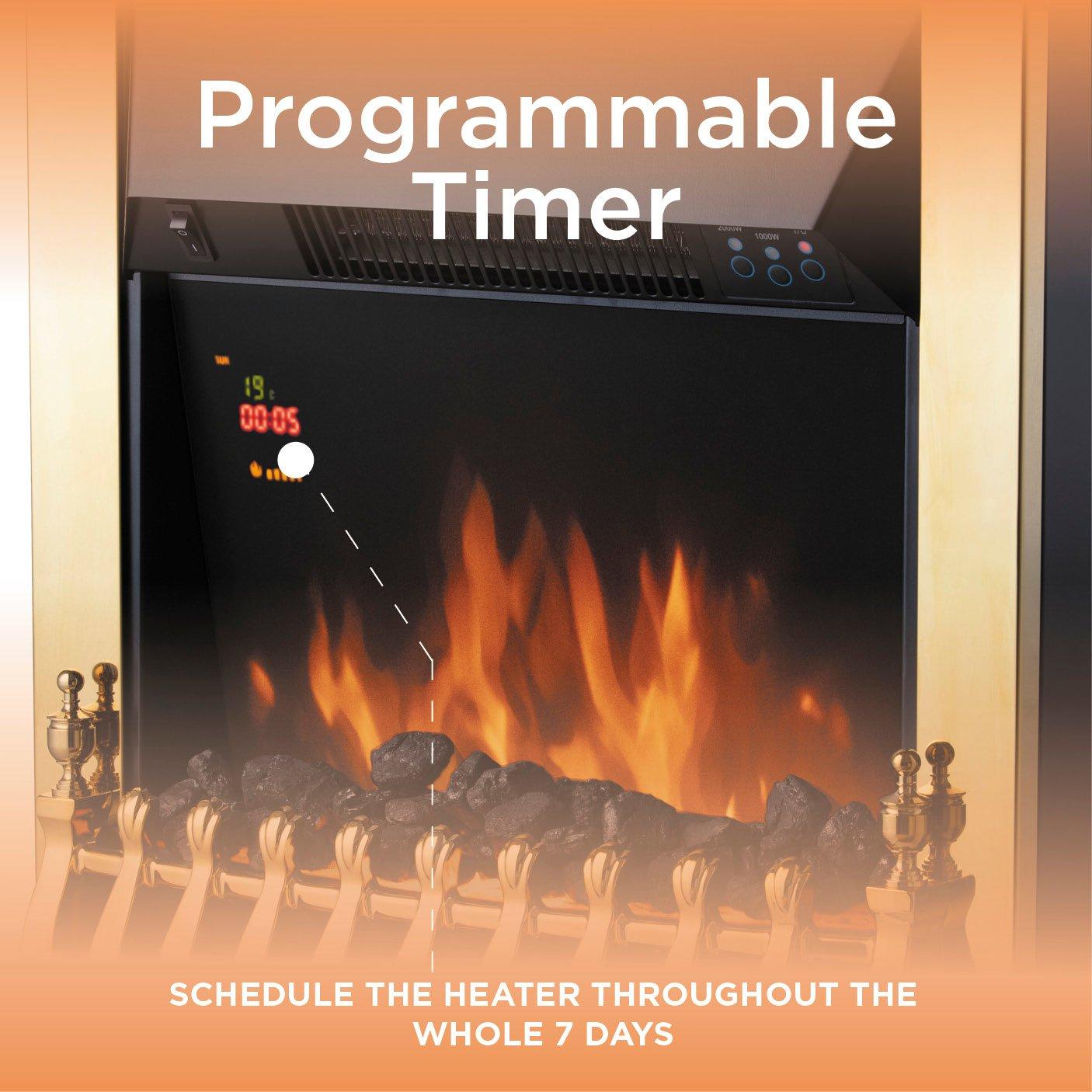 Brass - Warmlite - Whitby 2KW Electric Fire Inset with Remote Control - 7