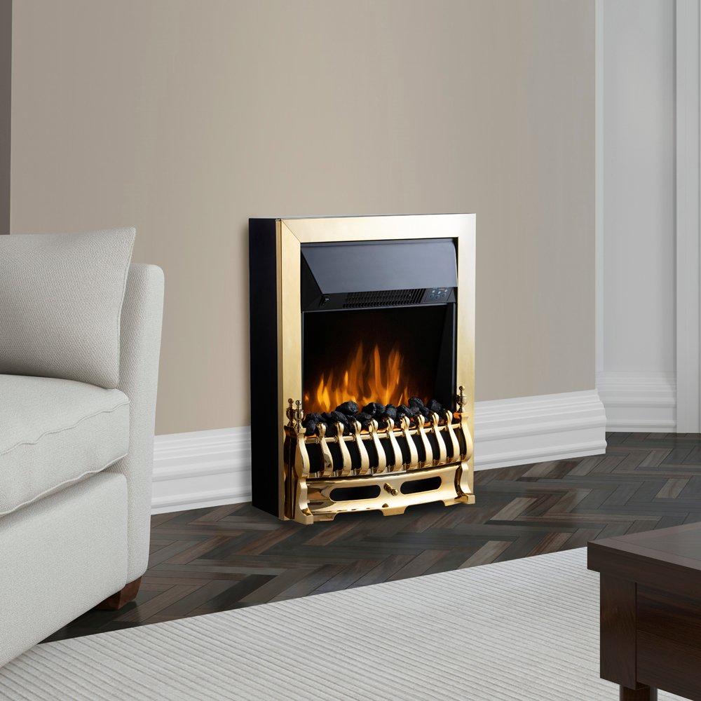 Brass - Warmlite - Whitby 2KW Electric Fire Inset with Remote Control - 9