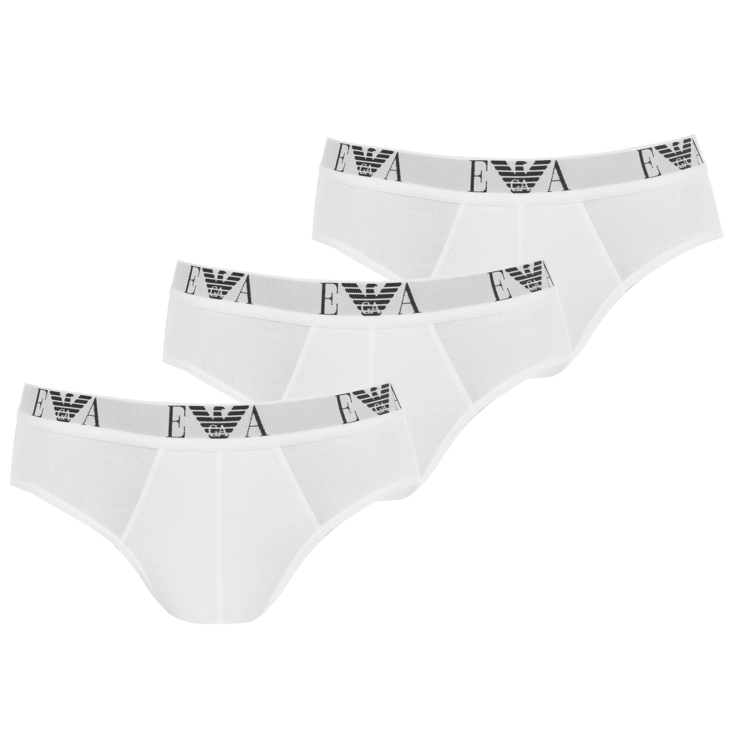 Emporio Armani Men's 3 Pack Briefs - White 16510 - 2X Large
