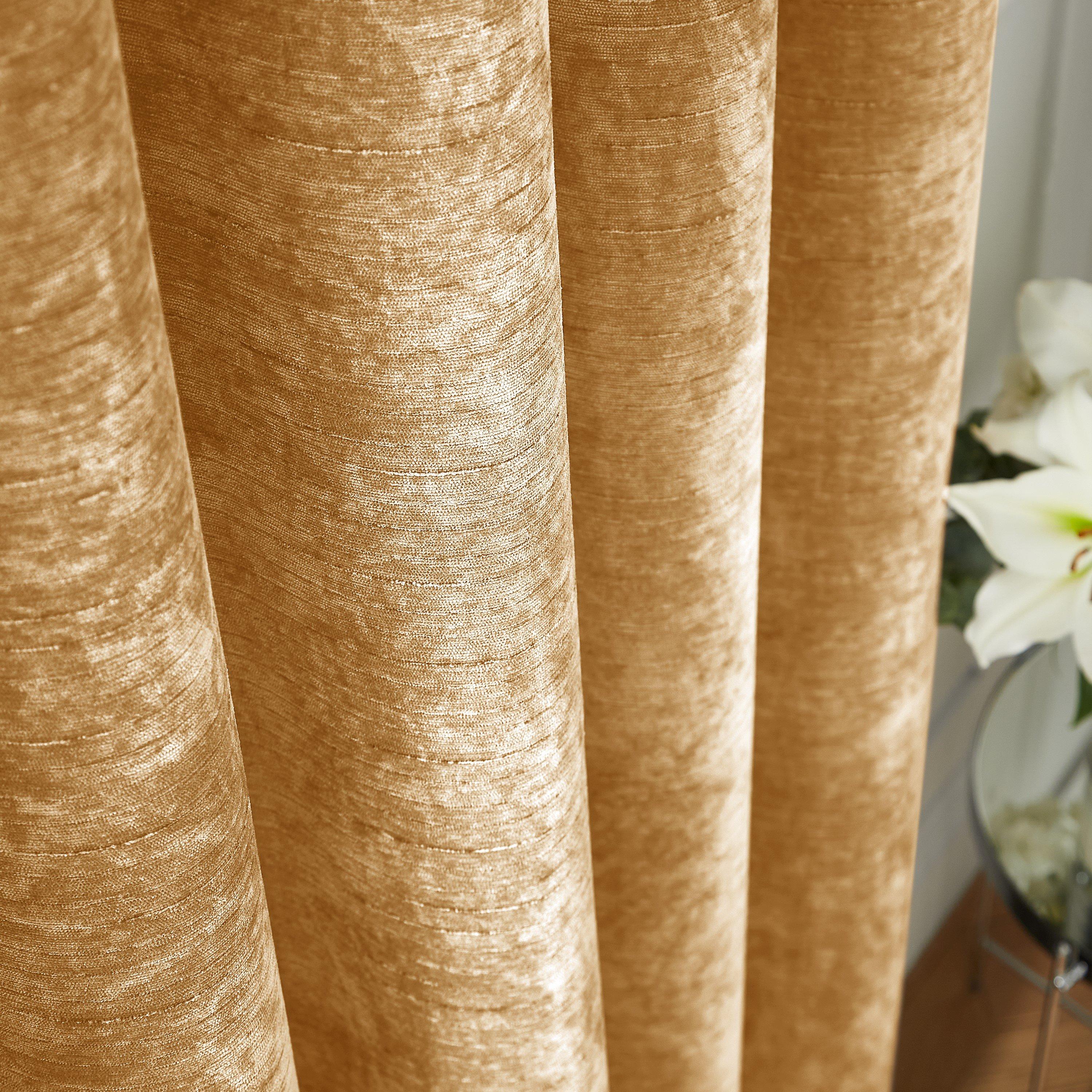 Amber Gold - Hyperion - Selene Luxury Chenille Thermal Eyelet Curtains - 3