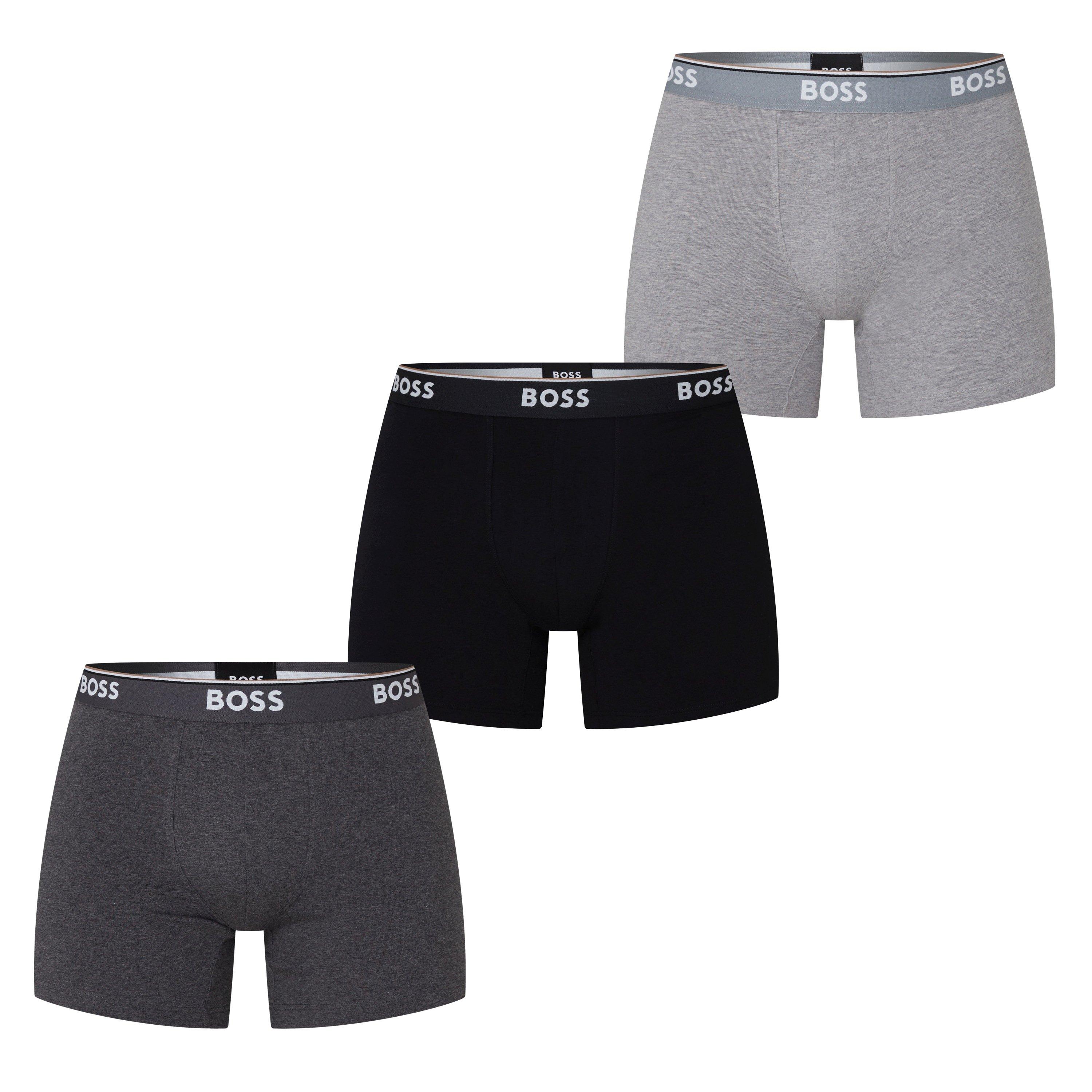 Boss Men's Bodywear 3 Pack Boxer Briefs With Logo Detail - Blk/Char/Gry061 - Medium