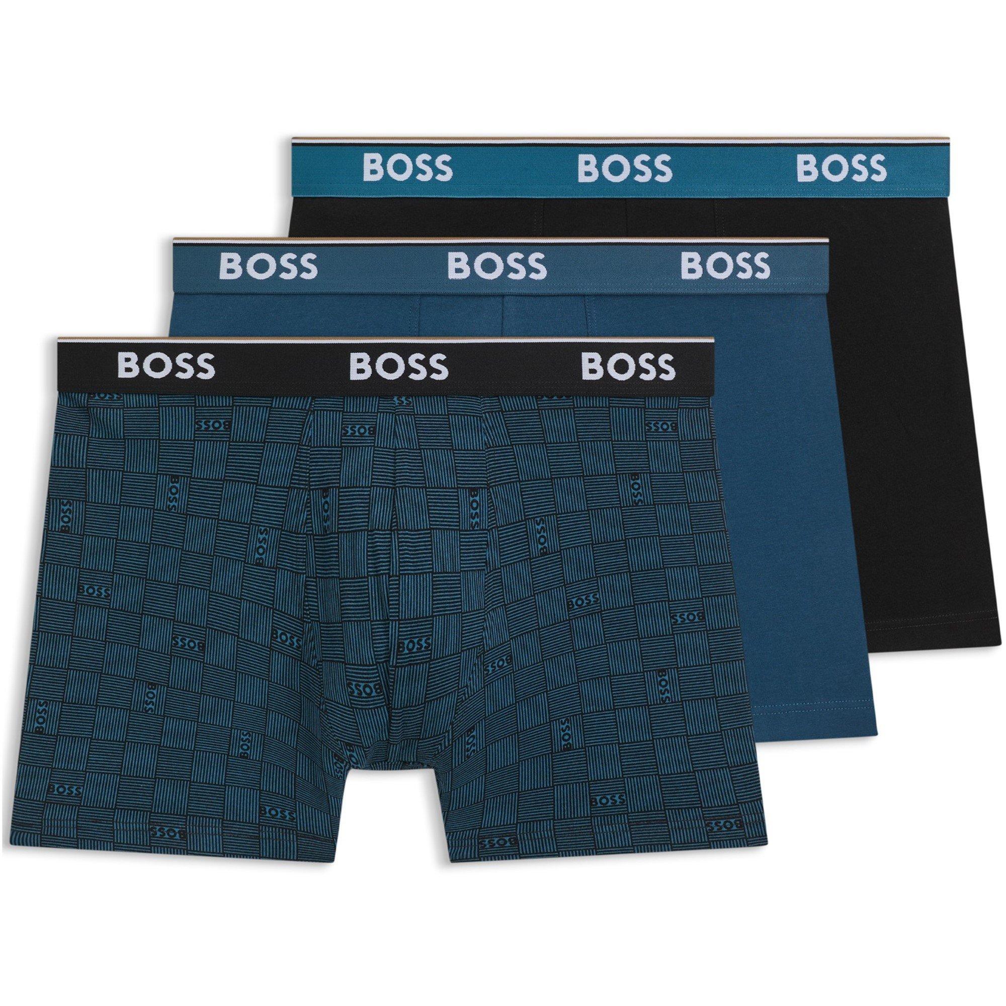 Boss BOSS Bodywear 3 Pack Boxer Briefs with Logo Detail - AOP/Blu/Blk 983 - Small