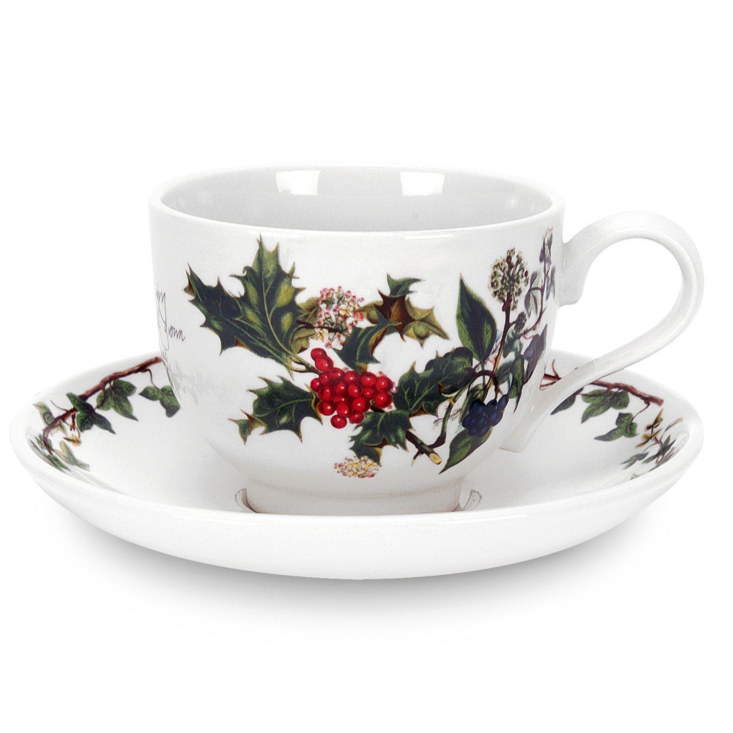 Green - Portmeirion Holly and Ivy - The Holly and the Ivy 6 Teacups   Saucers - 1