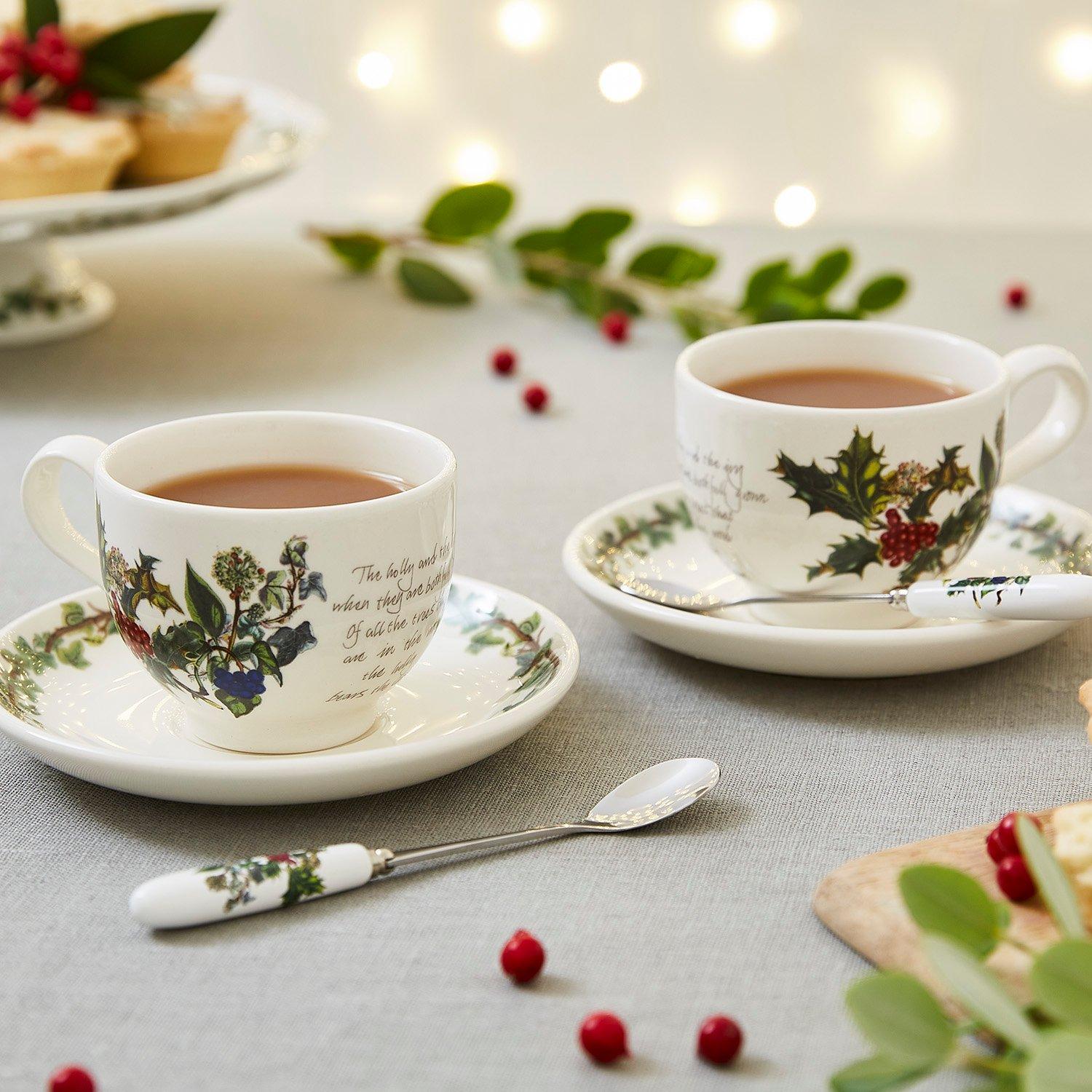 Green - Portmeirion Holly and Ivy - The Holly and the Ivy 6 Teacups   Saucers - 2