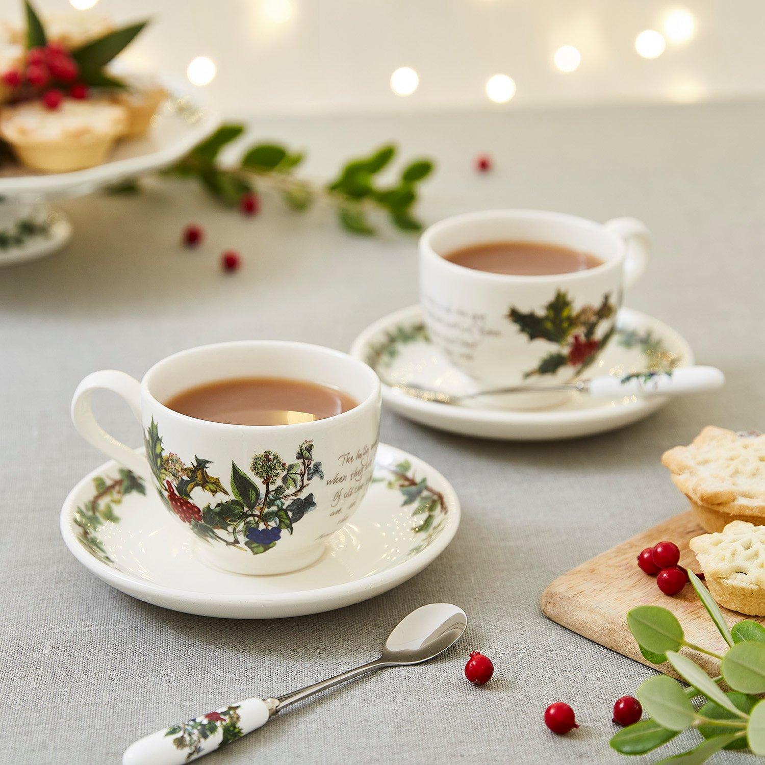 Green - Portmeirion Holly and Ivy - The Holly and the Ivy 6 Teacups   Saucers - 3