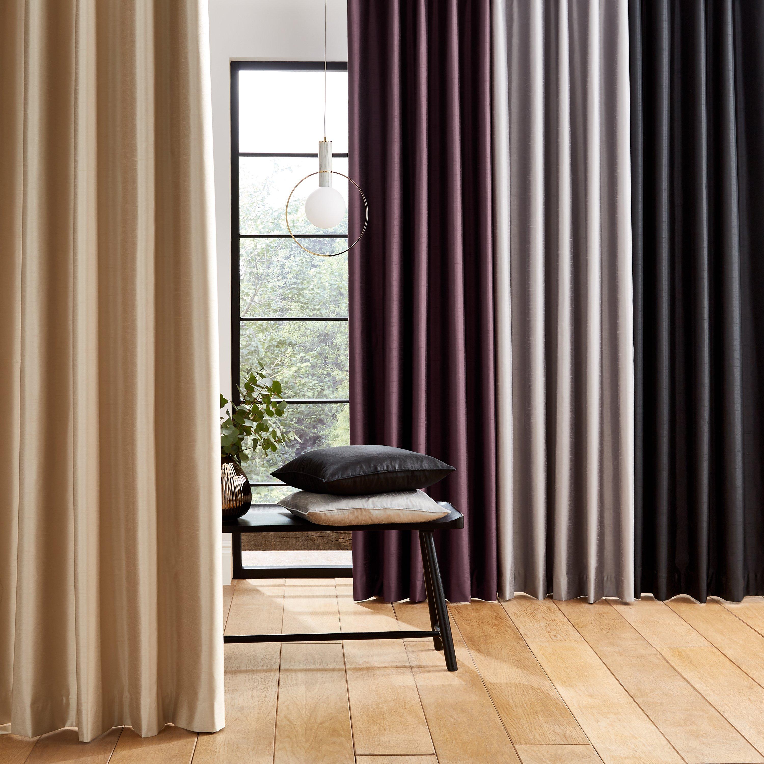Silver Grey - Catherine Lansfield - Faux Silk Blackout Thermal Eyelet Curtains - 5