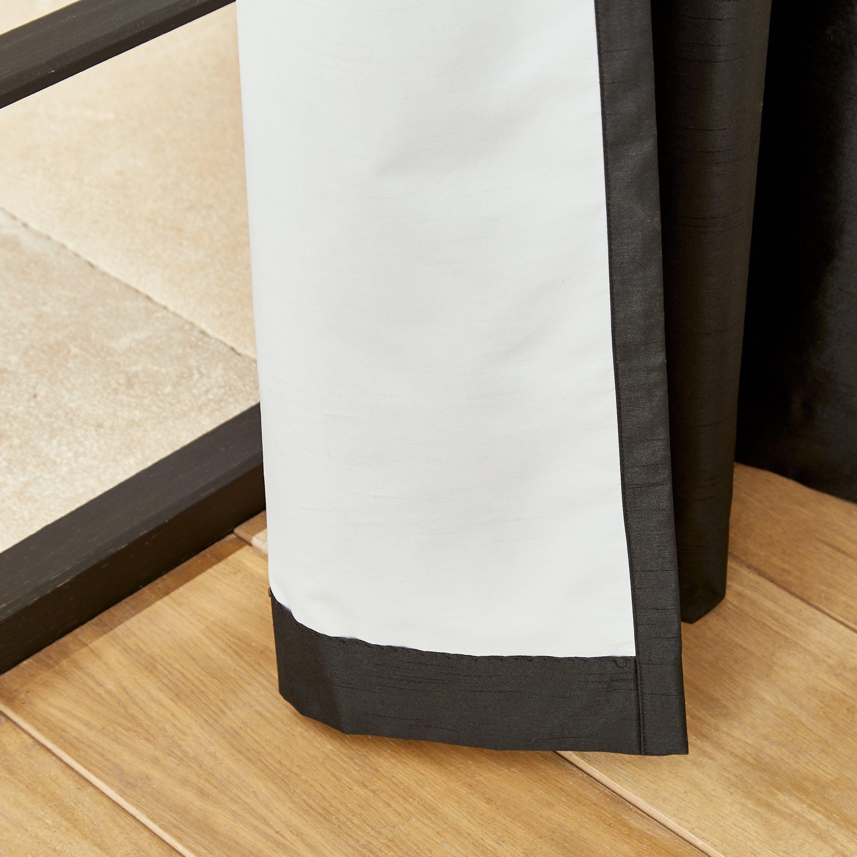 Black - Catherine Lansfield - Faux Silk Blackout Thermal Eyelet Curtains - 5