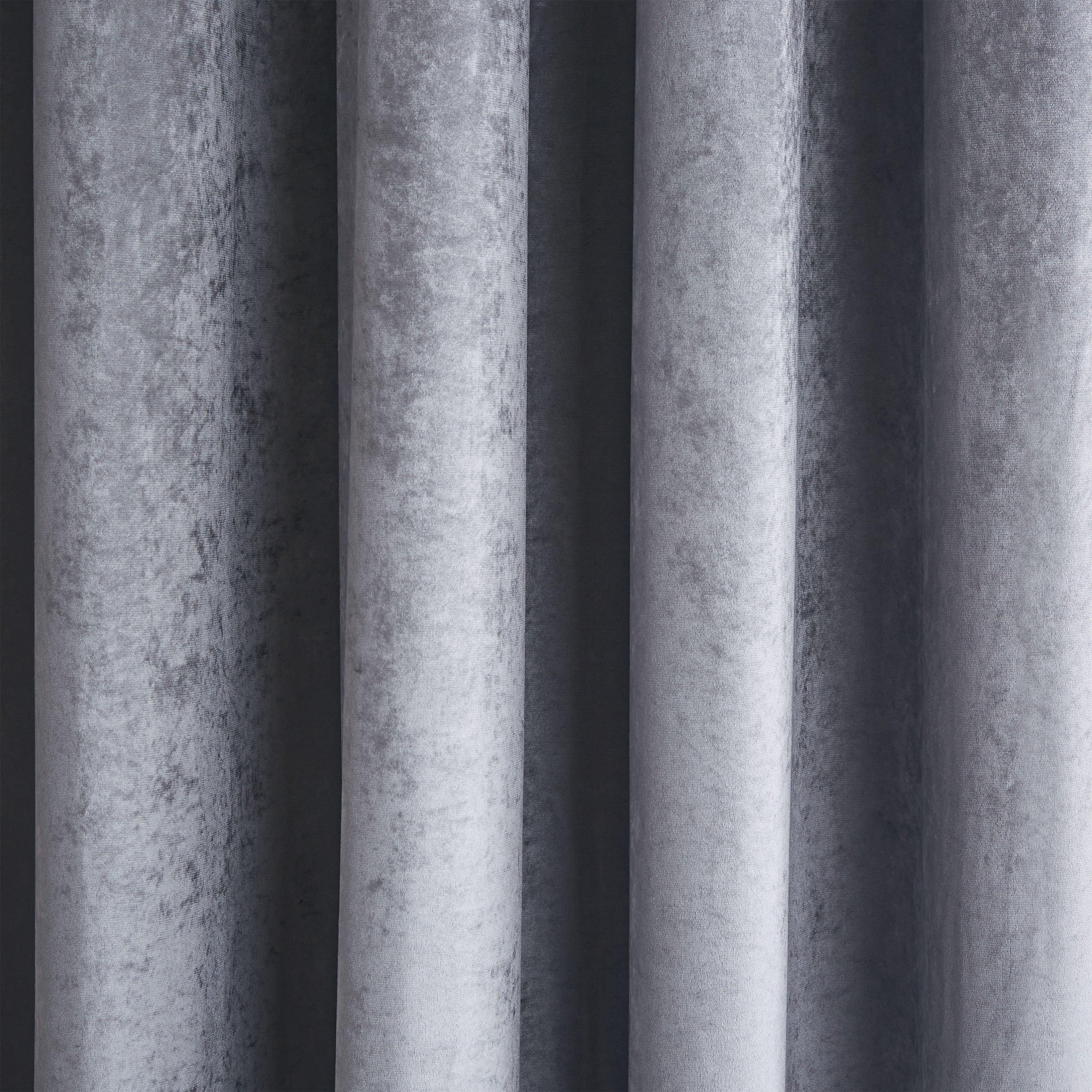 Grey - Catherine Lansfield - Crushed Velvet Sequin Lined Eyelet Curtains - 3