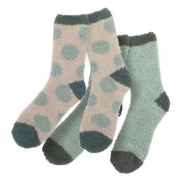 Country Club Fluffy Socks Pack of 2 Ladies Design