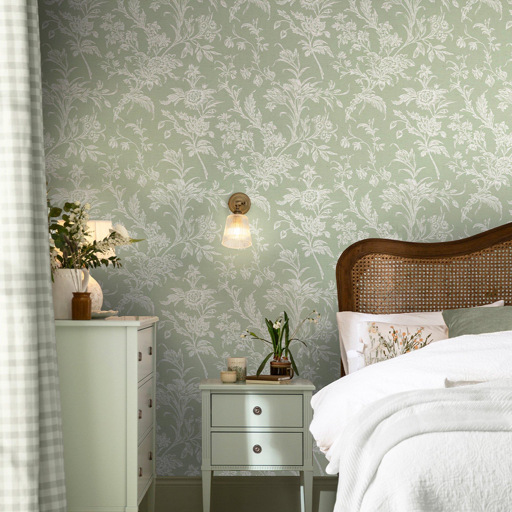 Green - Laura Ashley - Lloyd Sage Green Wallpaper - 1