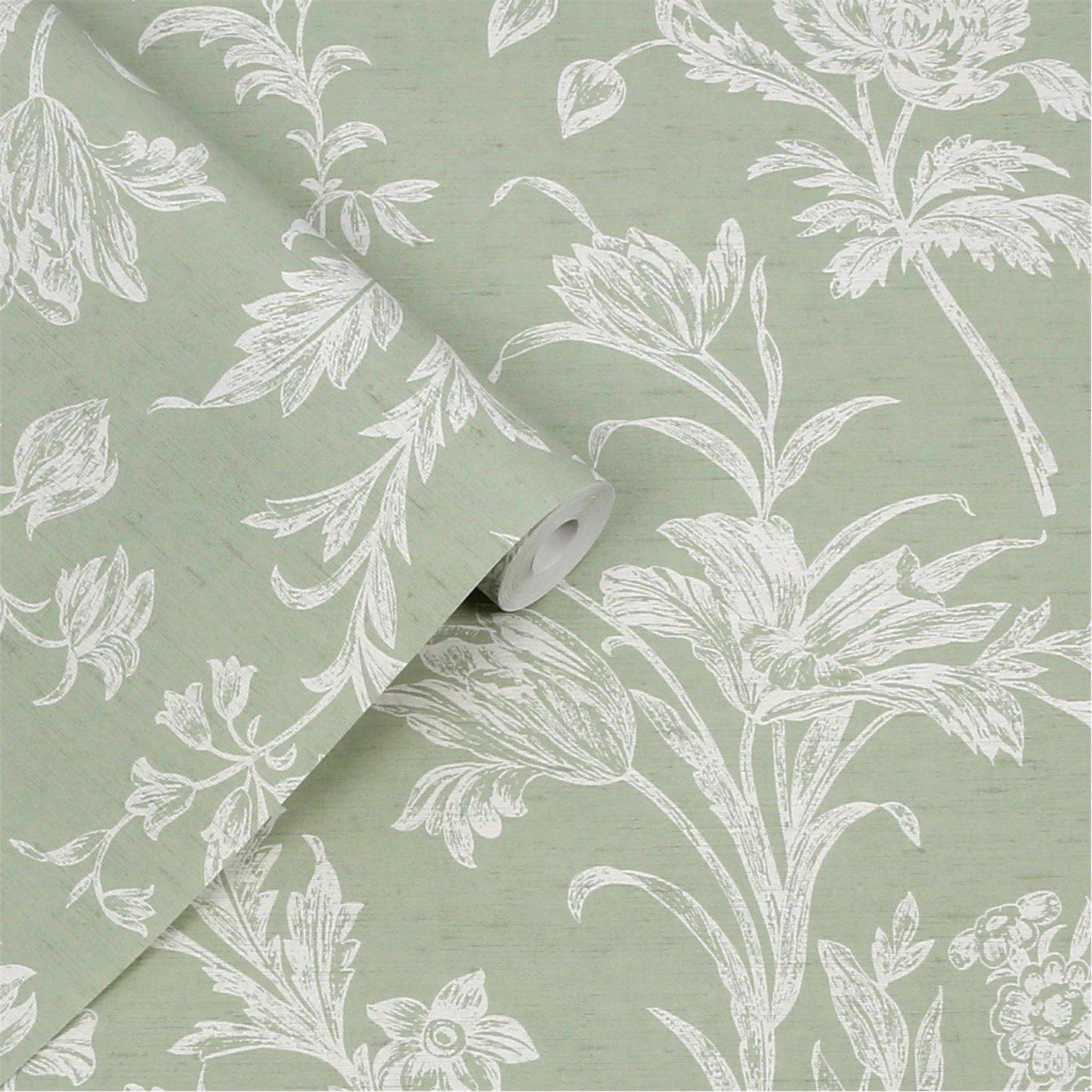 Green - Laura Ashley - Lloyd Sage Green Wallpaper - 3