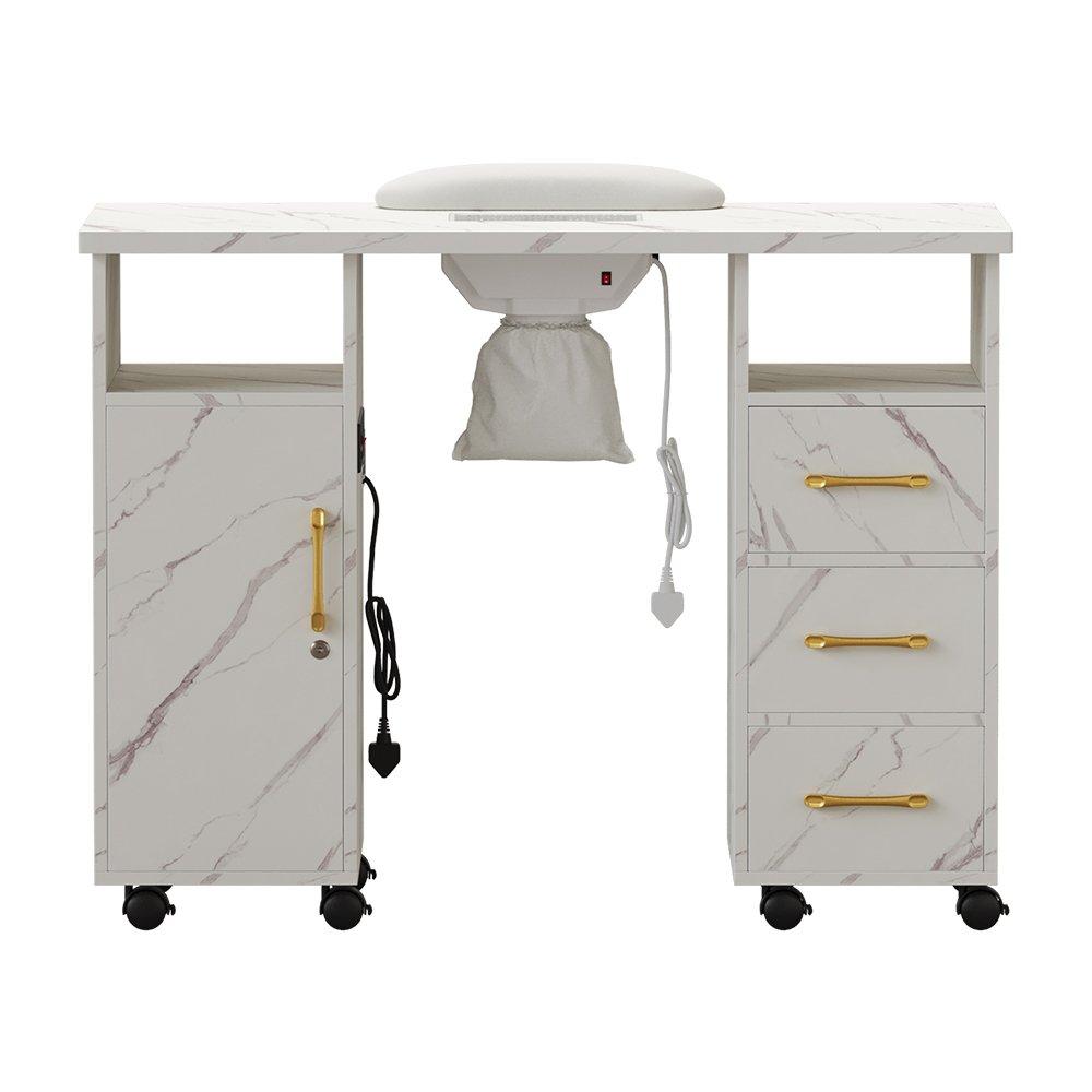 Golden White - SHEONLY - Manicure Table with Dust Collector and Charging - 3