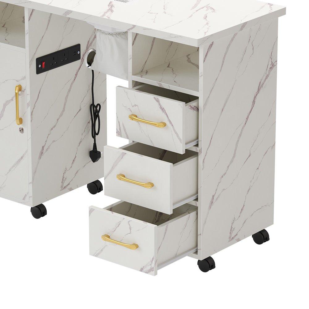 Golden White - SHEONLY - Manicure Table with Dust Collector and Charging - 7