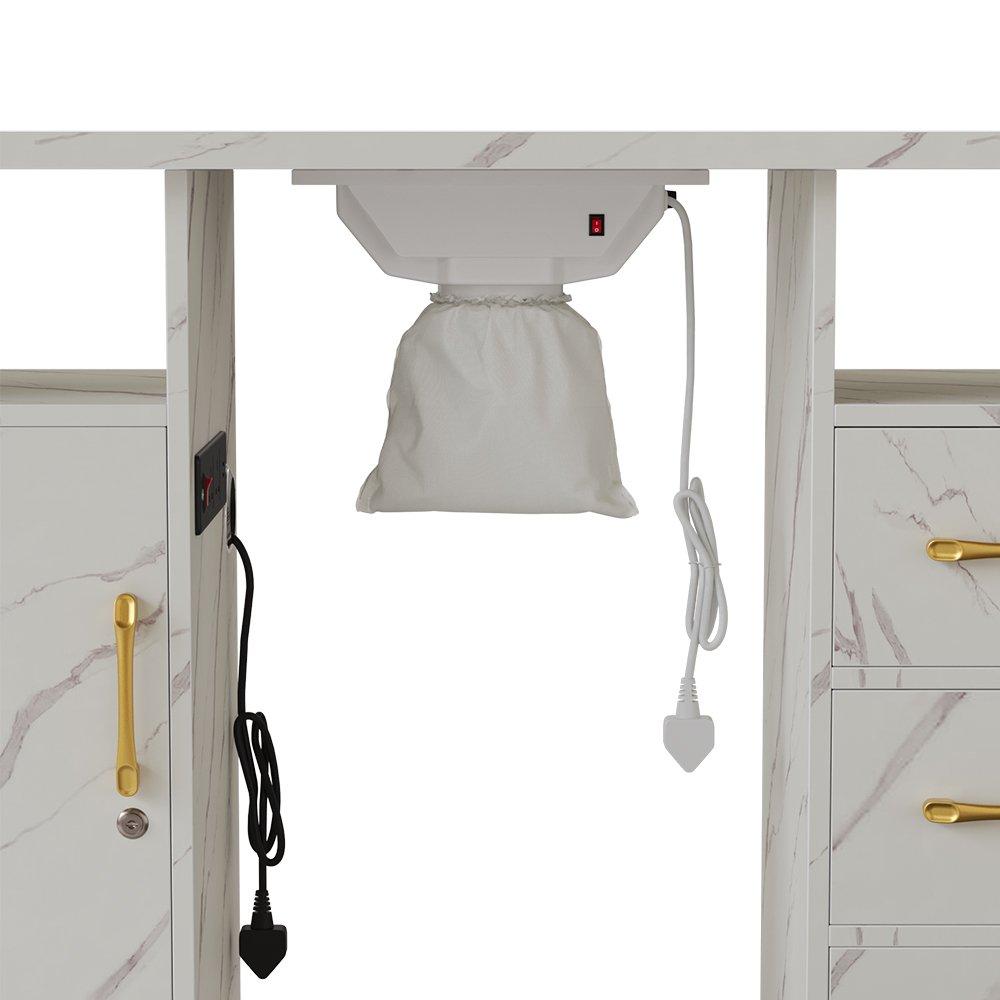 Golden White - SHEONLY - Manicure Table with Dust Collector and Charging - 8