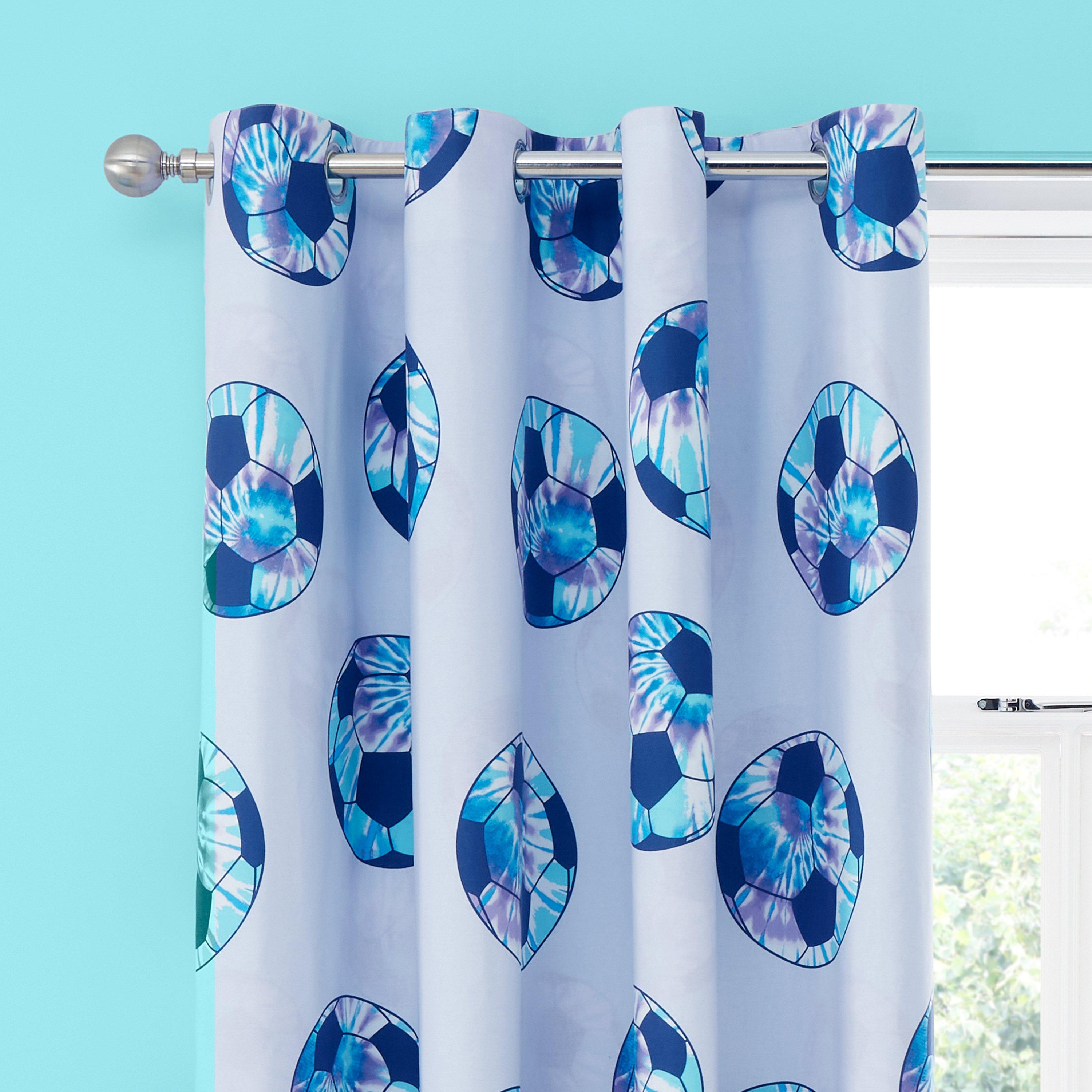 Catherine Lansfield  Kids Tie Dye Football Reversible Curtains - Lilac - 168x183cm