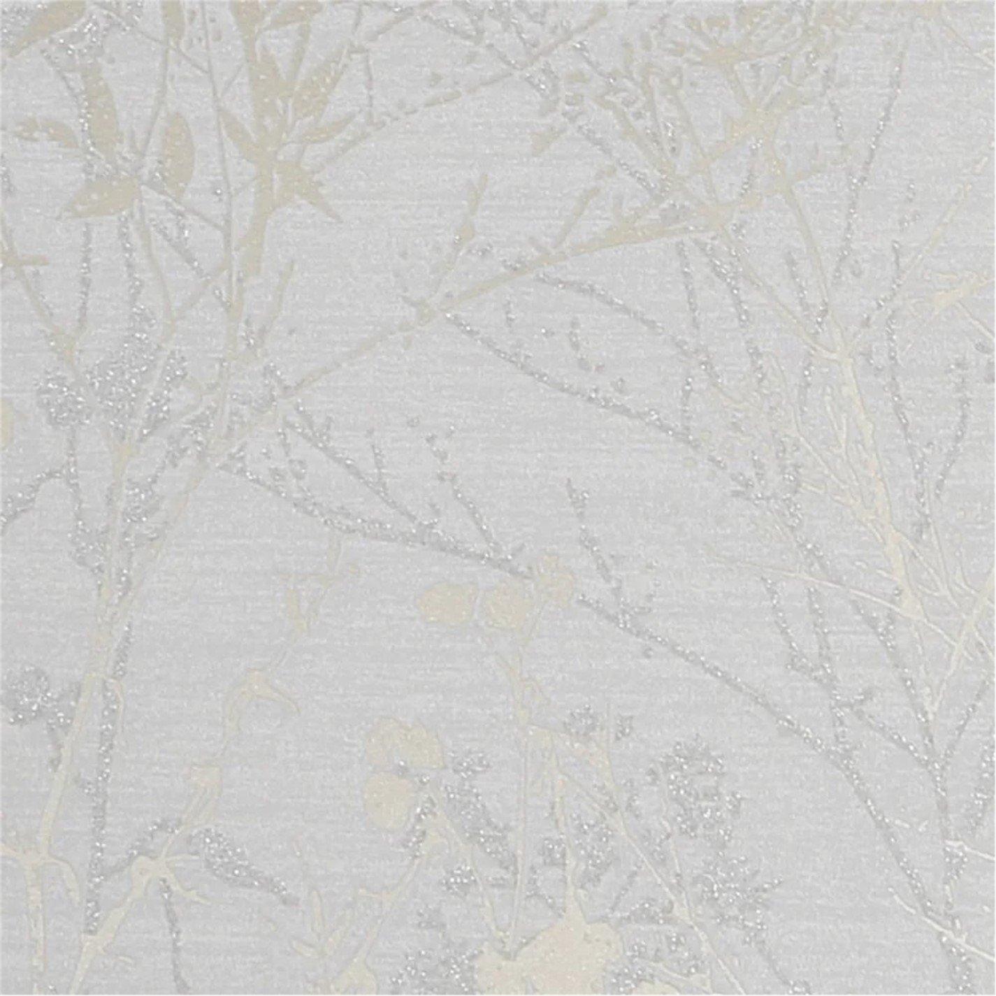 Sublime  Hedgerow Smooth And Pale Gold Wallpaper Grey