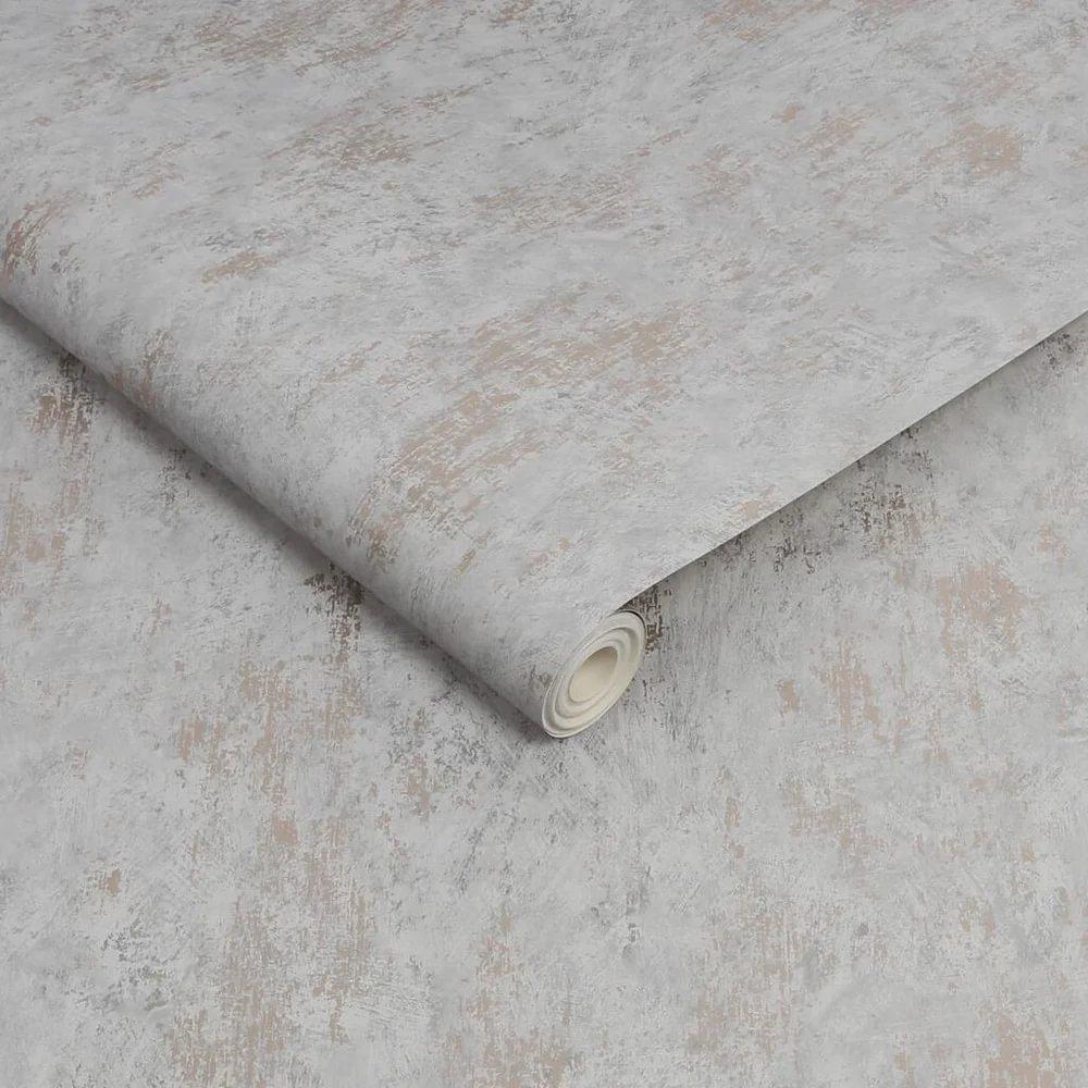 Grey - Sublime - Distressed Texture Grey / Rose Gold Wallpaper - 4