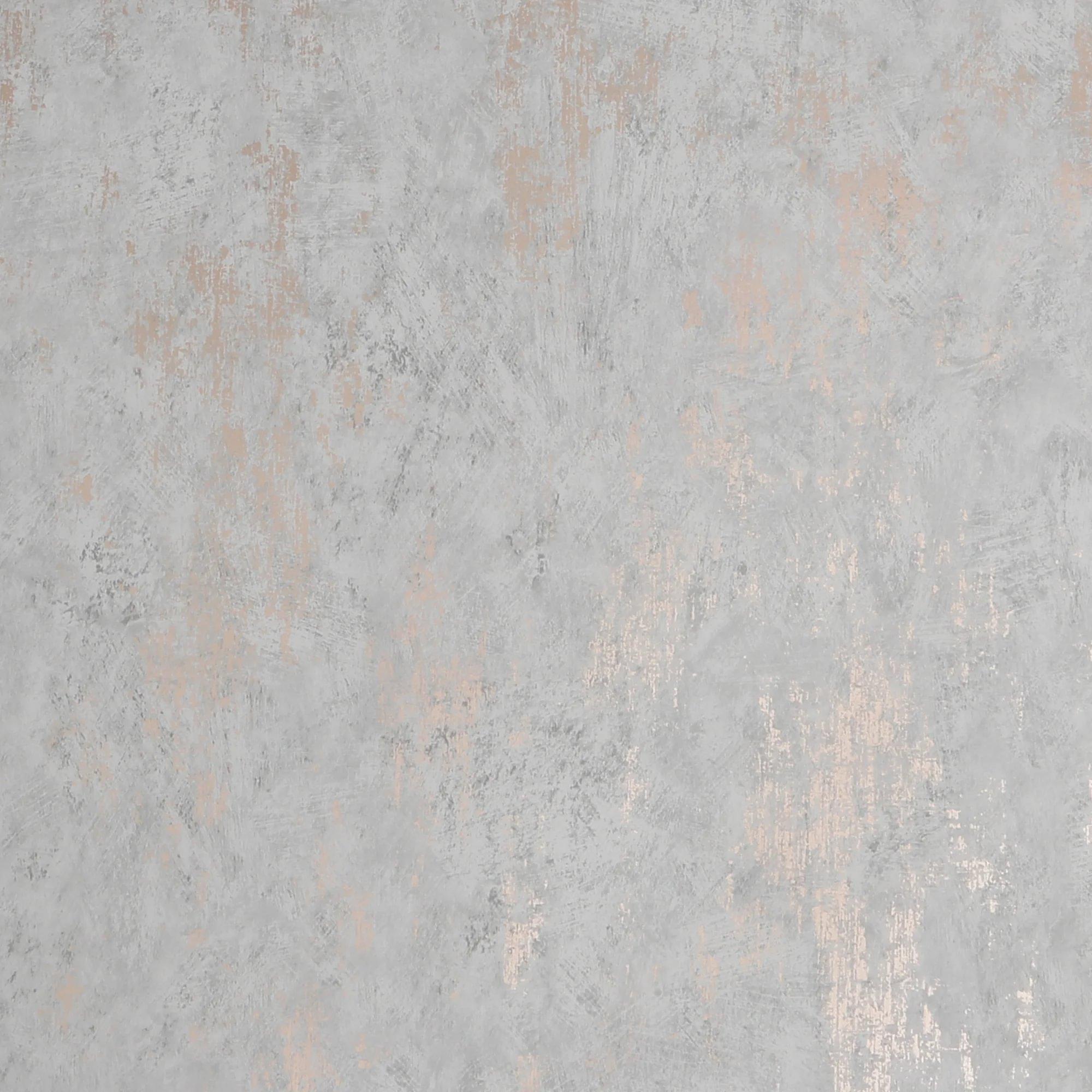 Grey - Sublime - Distressed Texture Grey / Rose Gold Wallpaper - 5