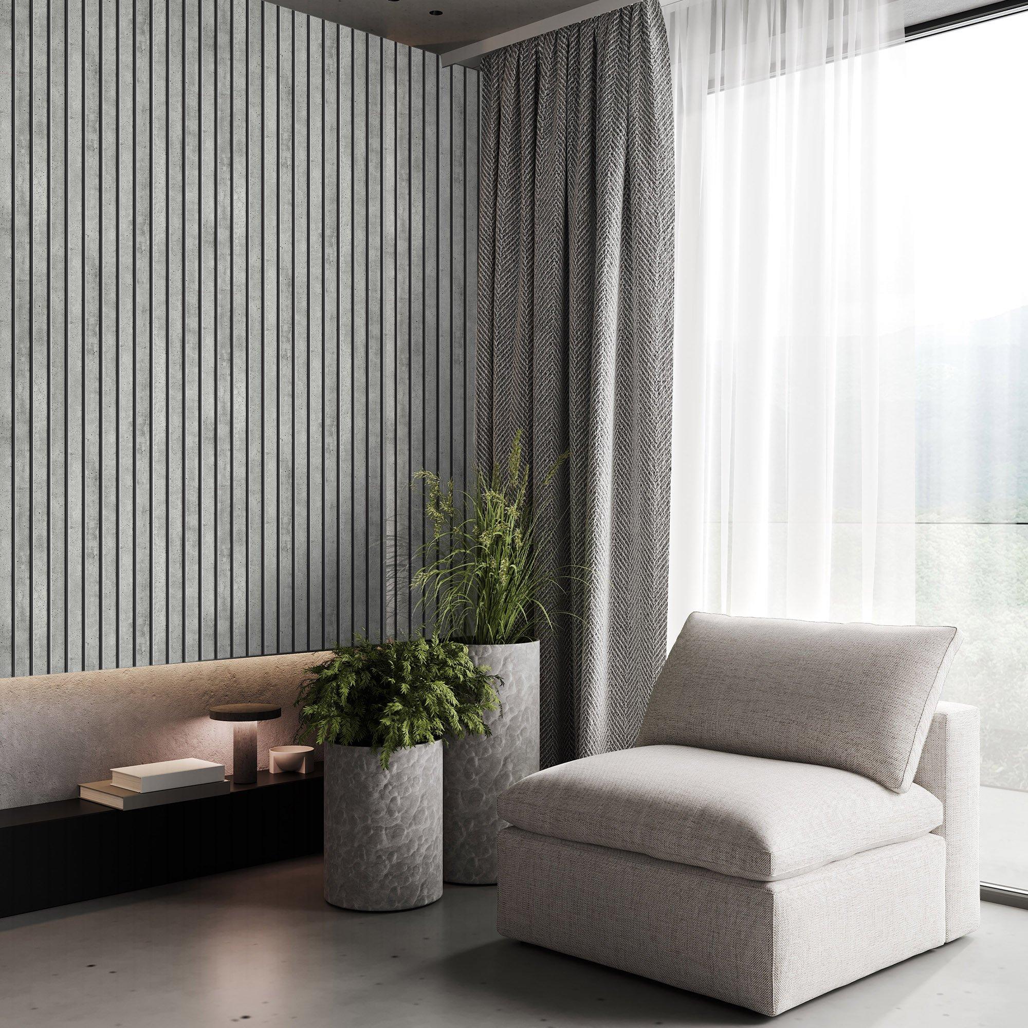 Grey - Superfresco - Tactile Grey Pinstripe Wallpaper - 2