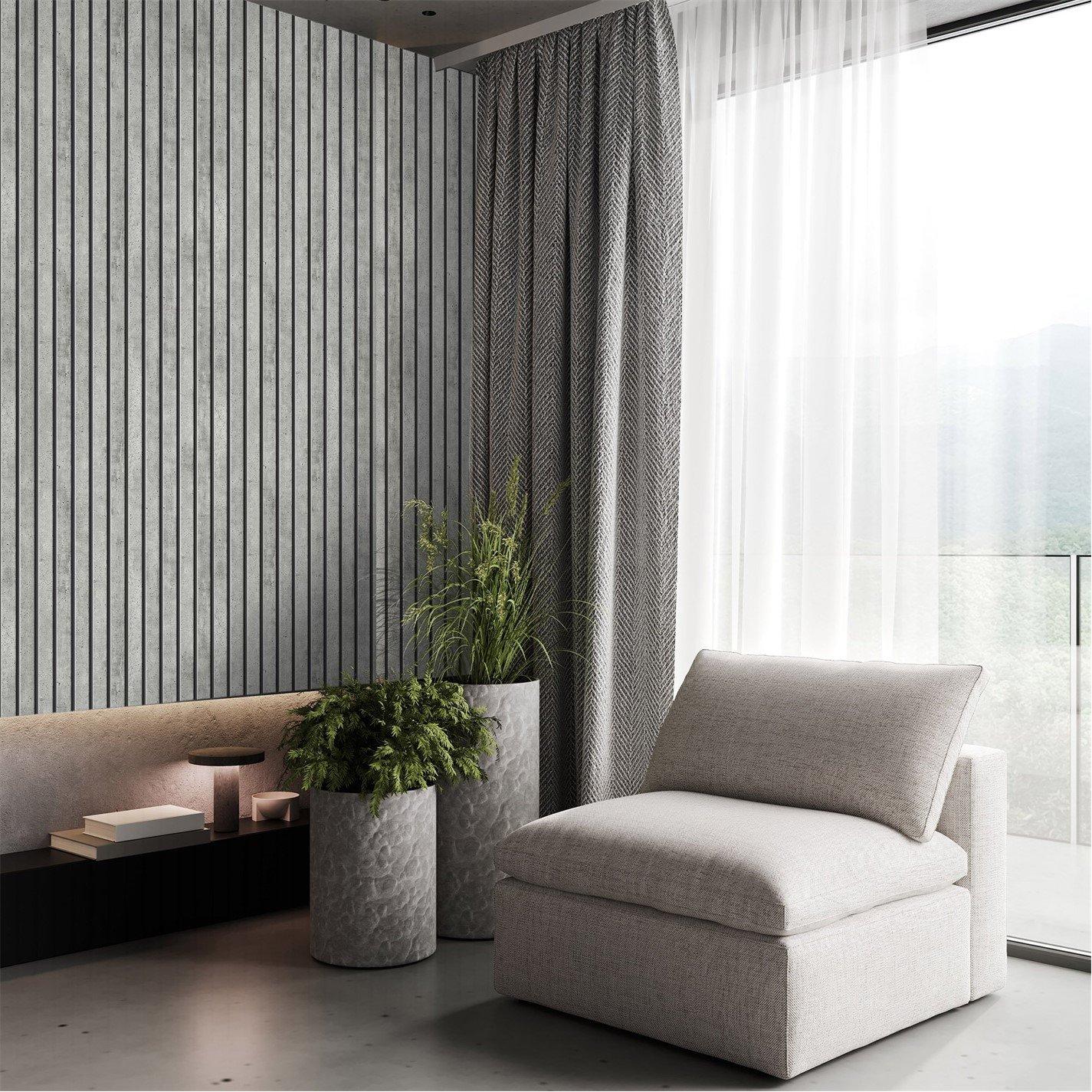 Grey - Superfresco - Tactile Grey Pinstripe Wallpaper - 3