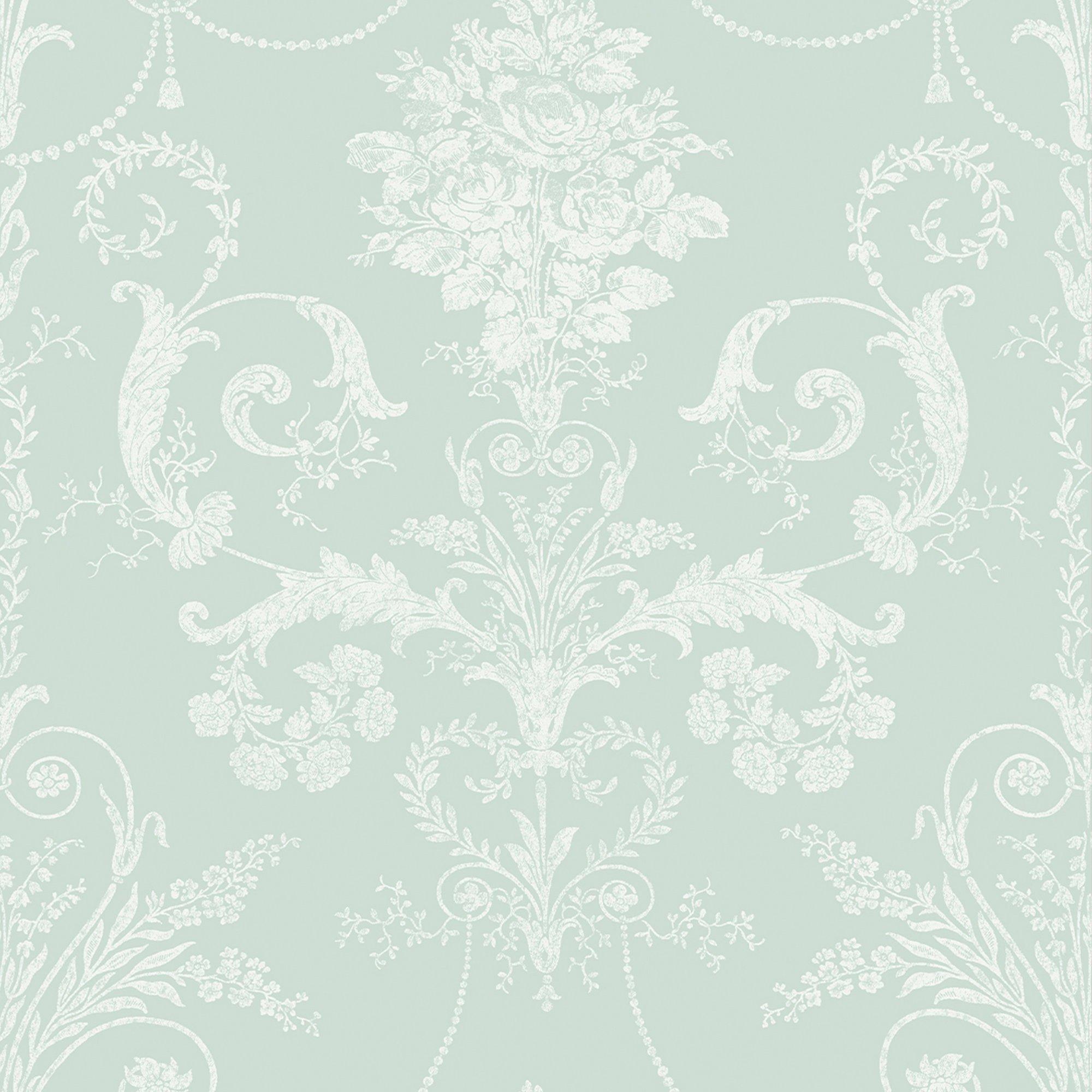 Green - Laura Ashley - Josette Duck Egg Damask Wallpaper - 3