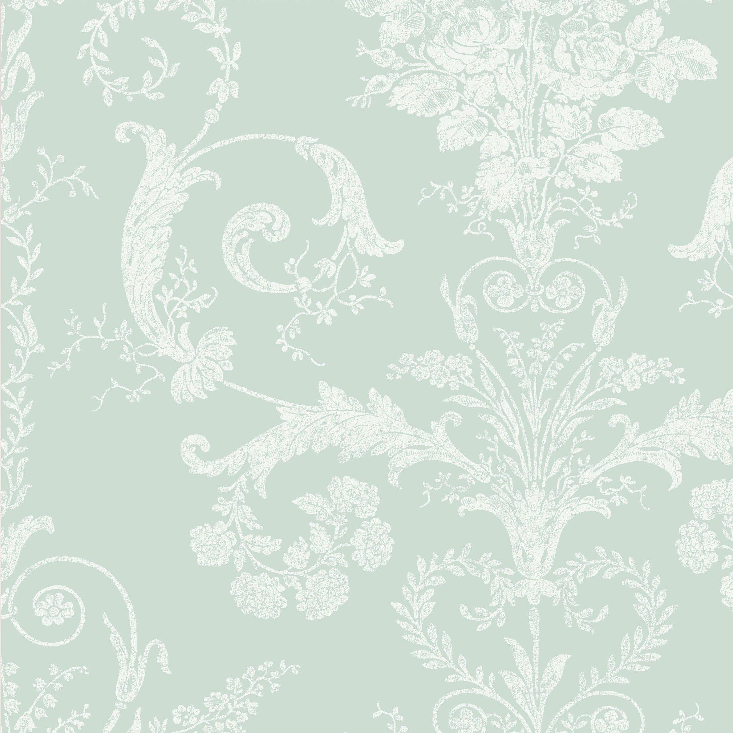 Green - Laura Ashley - Josette Duck Egg Damask Wallpaper - 5
