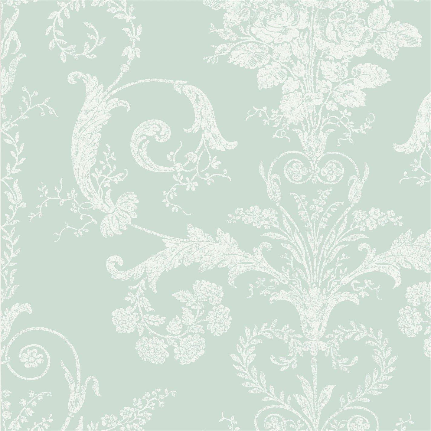 Green - Laura Ashley - Josette Duck Egg Damask Wallpaper - 4