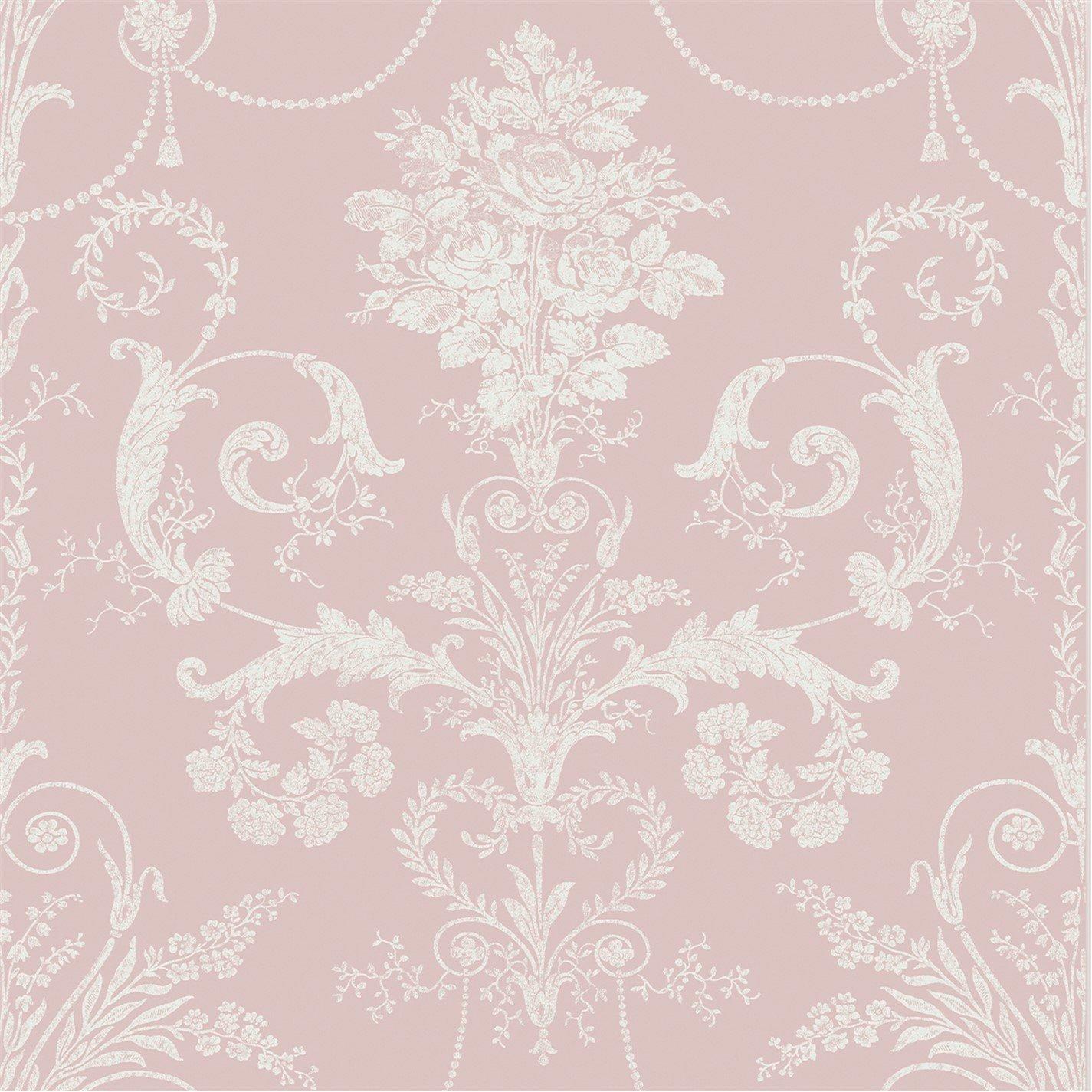 Pink - Laura Ashley - Josette Damask Amethyst Wallpaper - 2