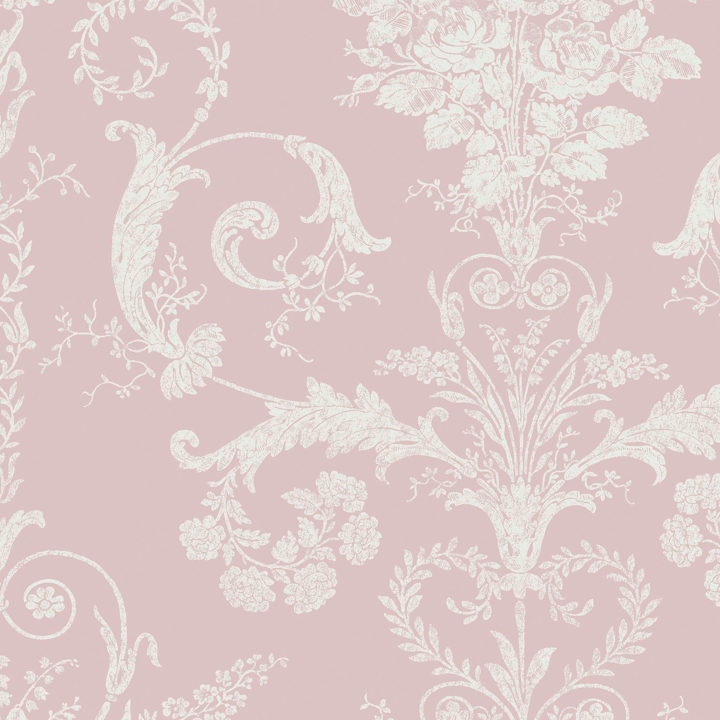 Pink - Laura Ashley - Josette Damask Amethyst Wallpaper - 5