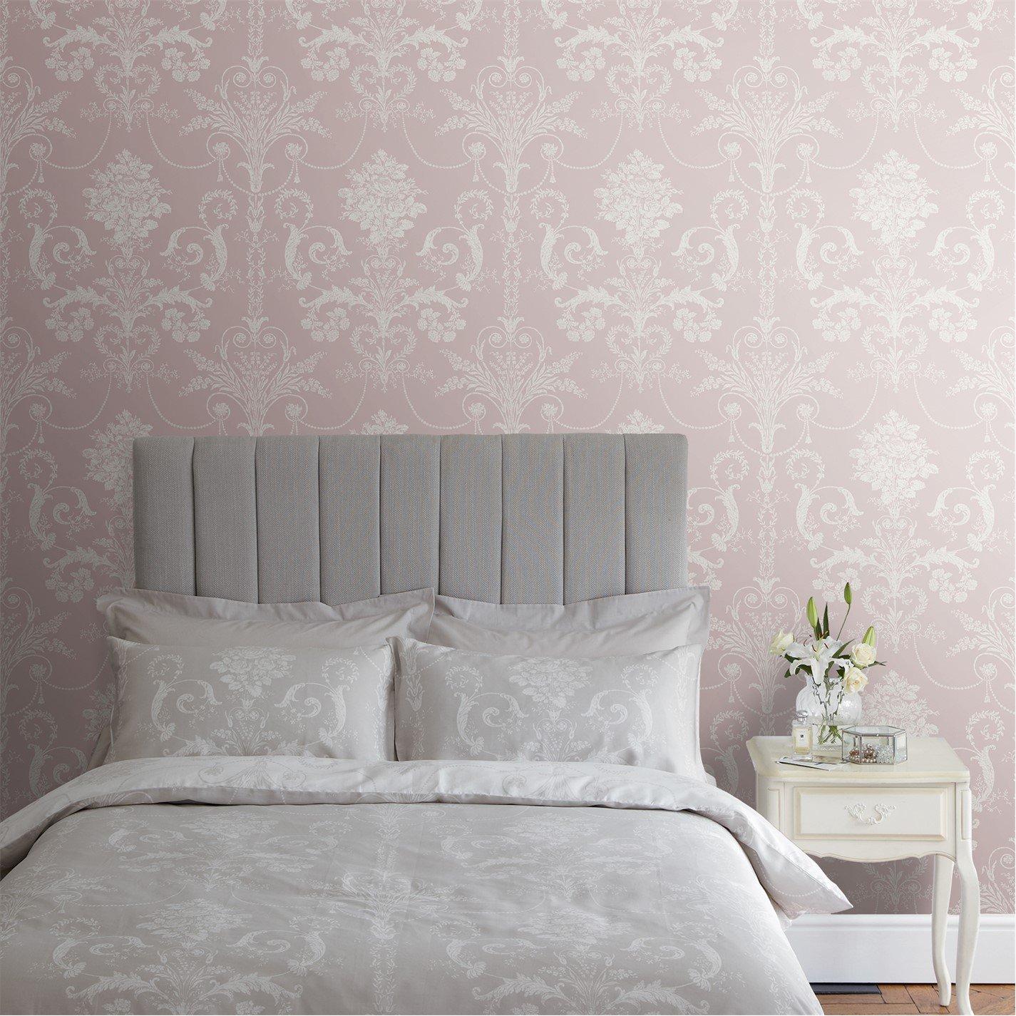 Pink - Laura Ashley - Josette Damask Amethyst Wallpaper - 5