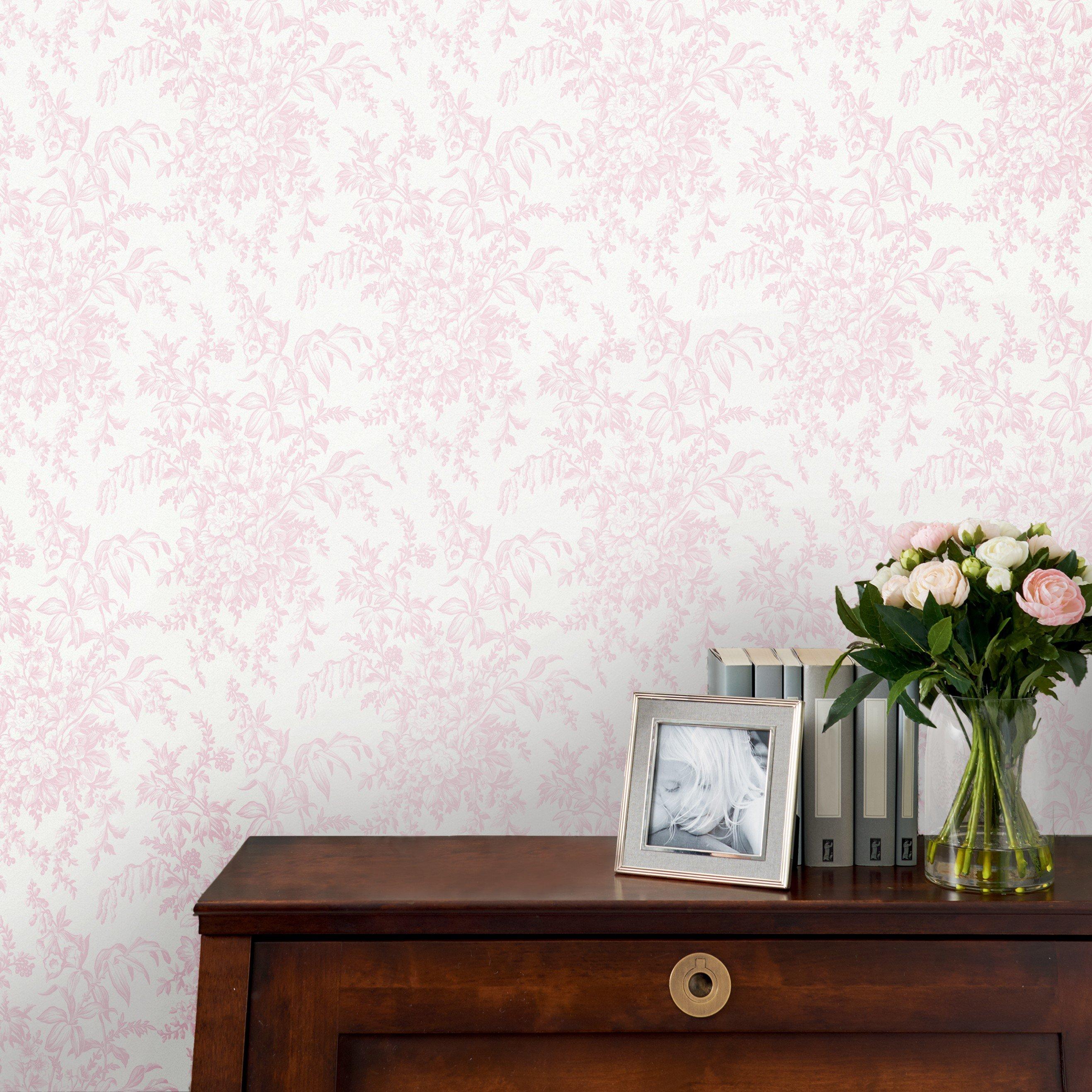 Pink - Laura Ashley - Picardie Floral Petal Wallpaper - 2