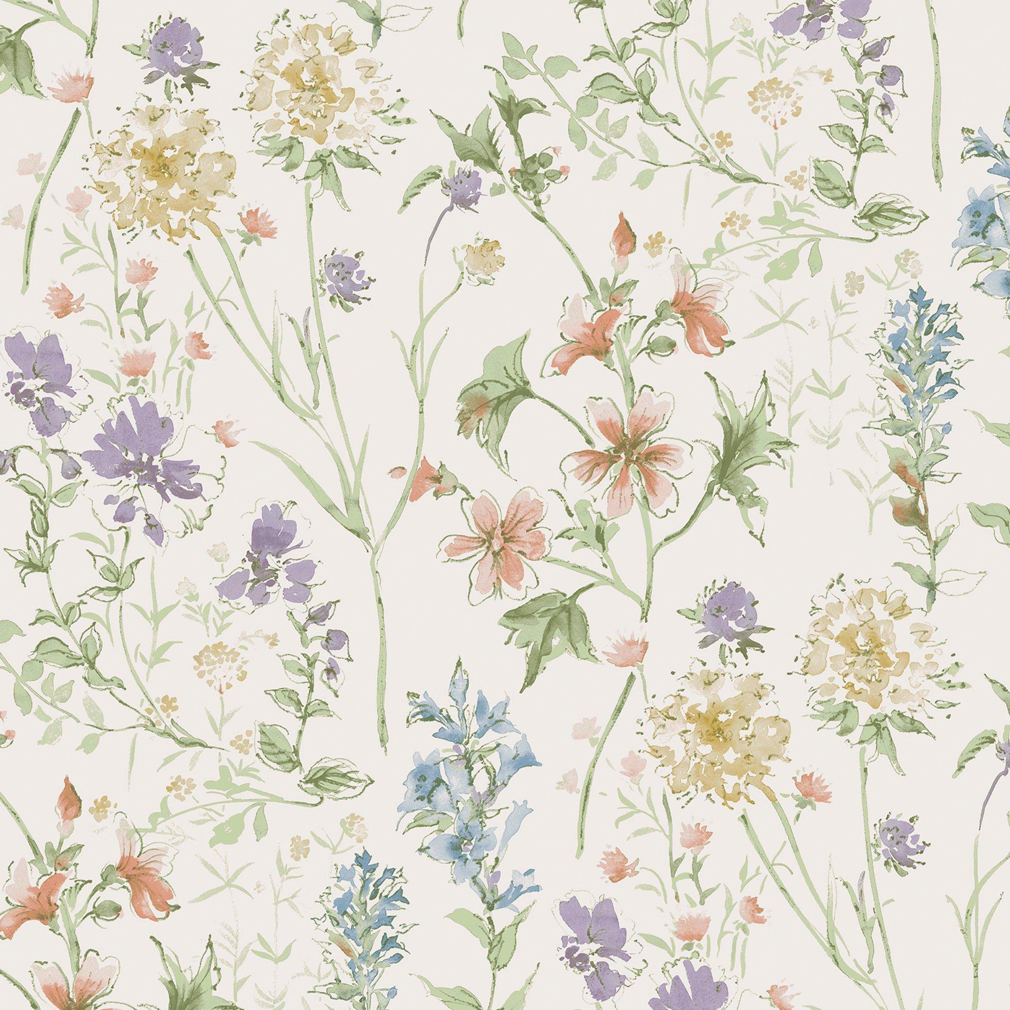 Cream - Laura Ashley - Wild Meadow Chalk Pink Wallpaper - 3