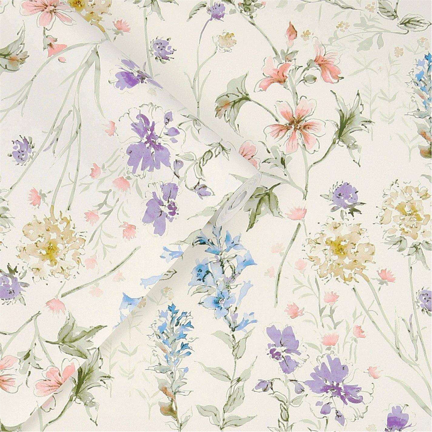 Cream - Laura Ashley - Wild Meadow Chalk Pink Wallpaper - 4