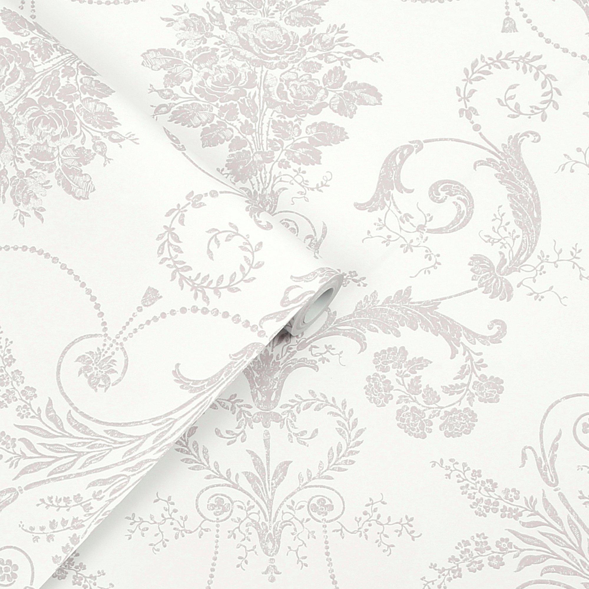 Grey - Laura Ashley - Josette Dove Grey & White Wallpaper - 4