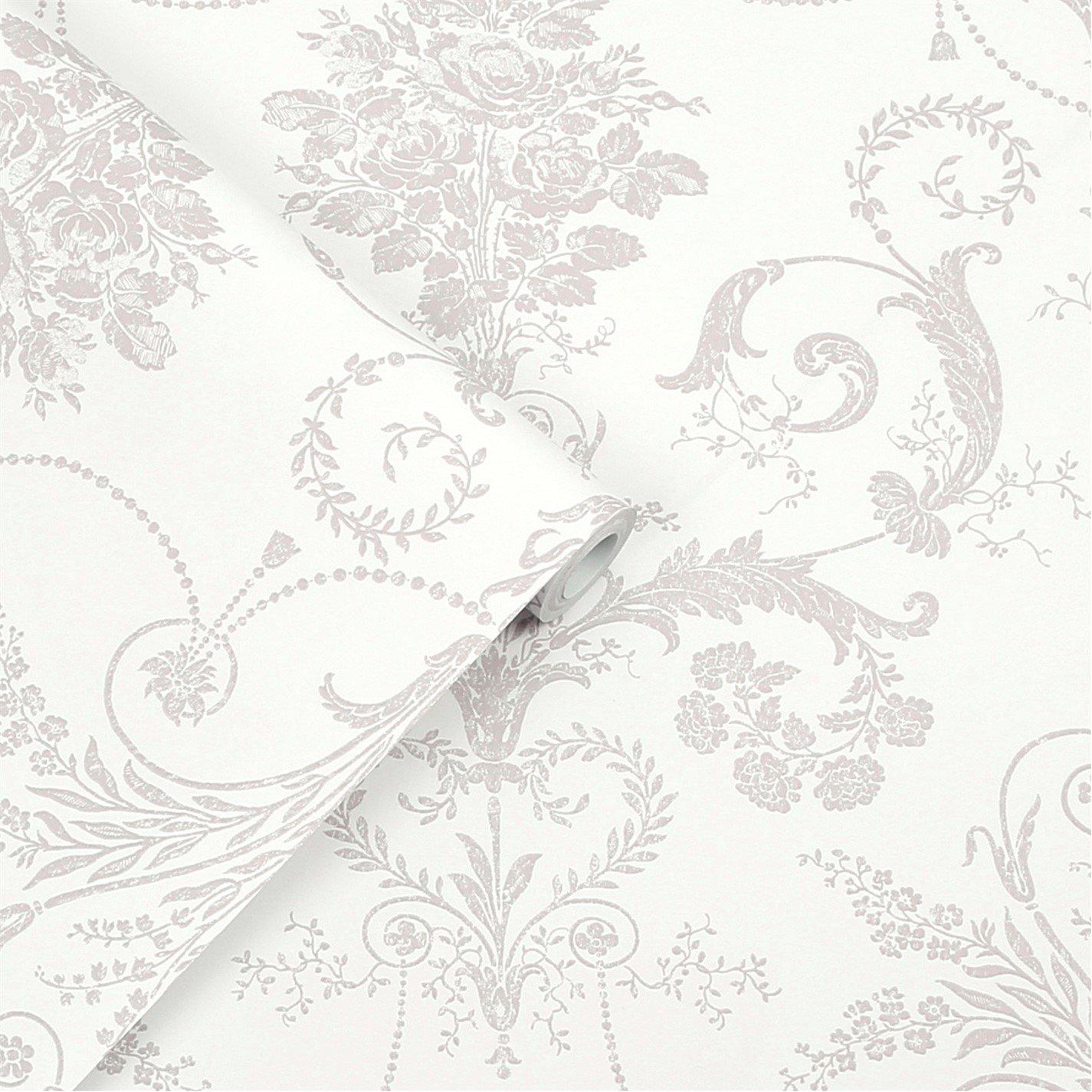 Grey - Laura Ashley - Josette Dove Grey & White Wallpaper - 3