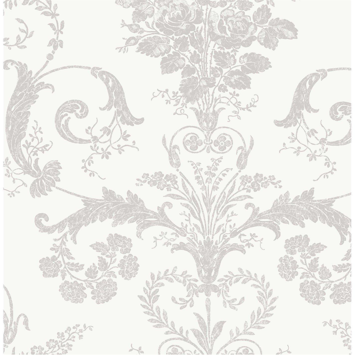 Grey - Laura Ashley - Josette Dove Grey & White Wallpaper - 4