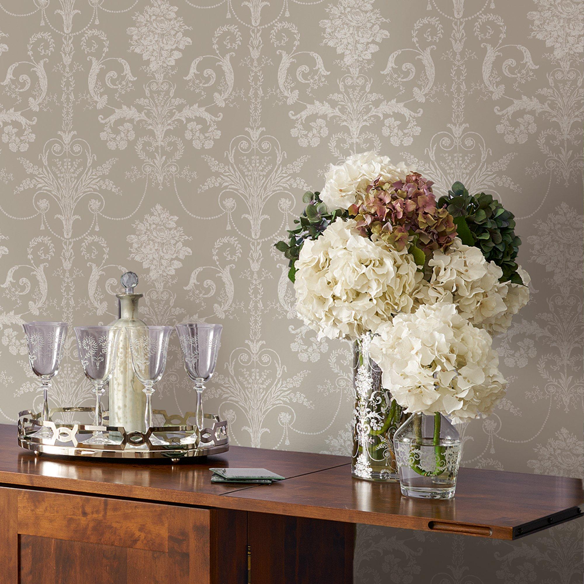 White - Laura Ashley - Josette White & Dove Grey Wallpaper - 1