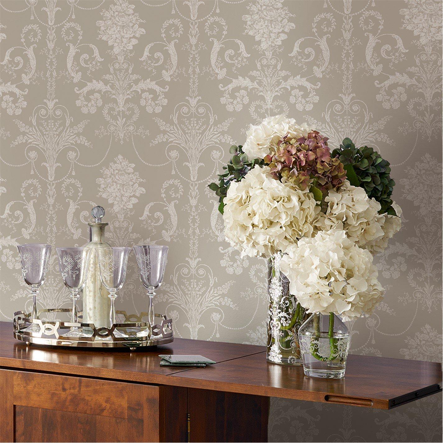 Laura Ashley  Josette & Dove Grey Wallpaper White