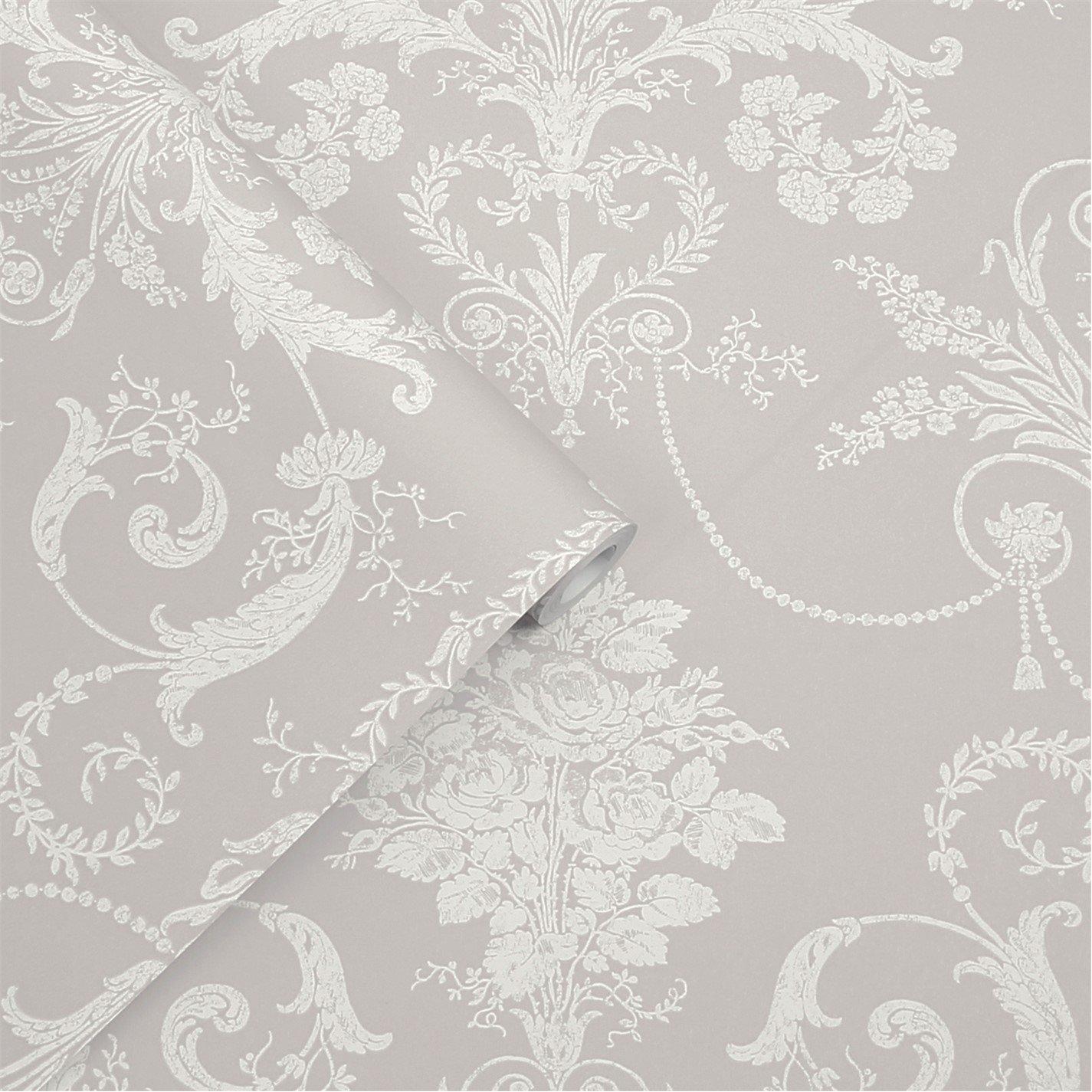 White - Laura Ashley - Josette White & Dove Grey Wallpaper - 3