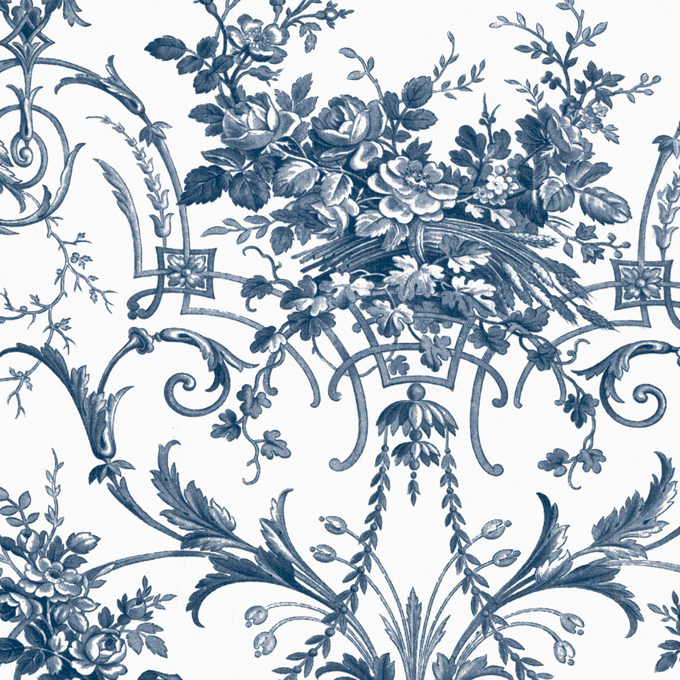 Blue - Laura Ashley - Tuileries Midnight Blue Wallpaper - 5