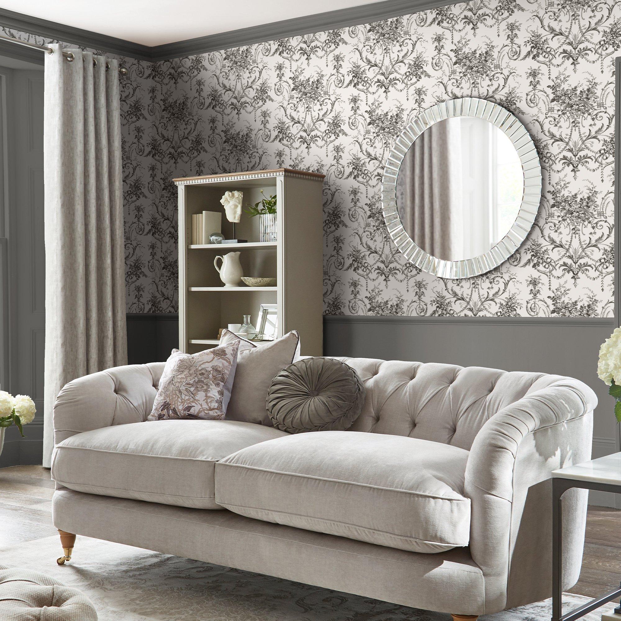 Grey - Laura Ashley - Tuileries Charcoal Grey Wallpaper - 1