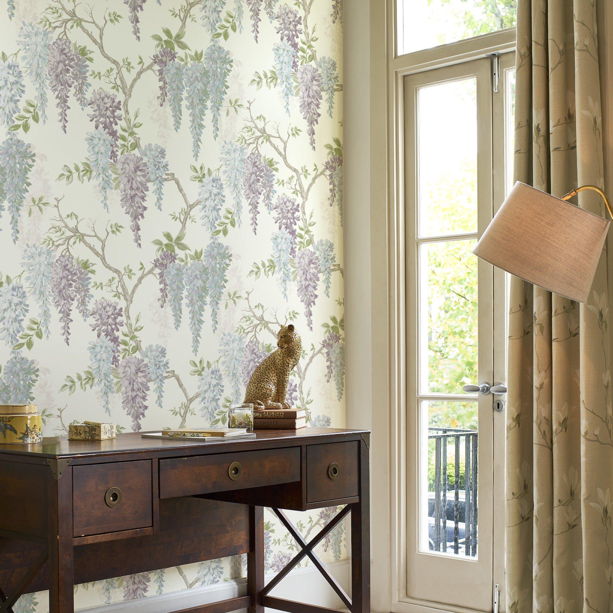 Purple - Laura Ashley - Wisteria Garden Pale Iris Wallpaper - 2