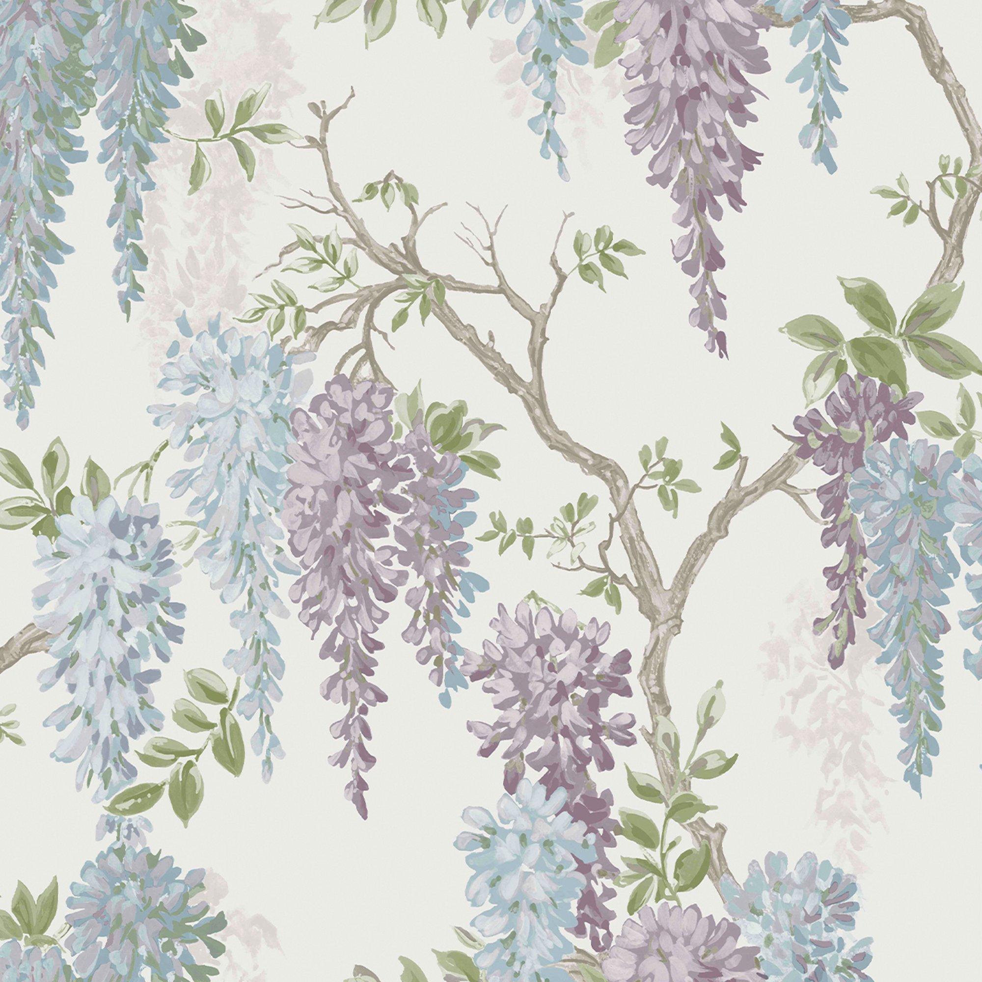Purple - Laura Ashley - Wisteria Garden Pale Iris Wallpaper - 3