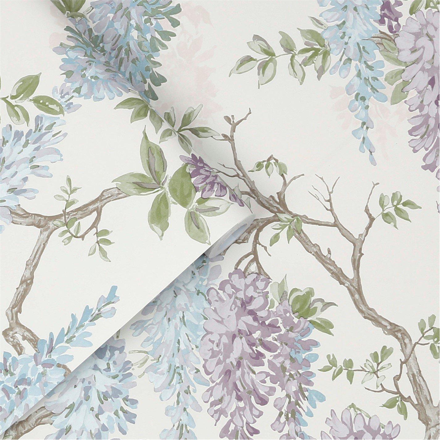 Purple - Laura Ashley - Wisteria Garden Pale Iris Wallpaper - 4