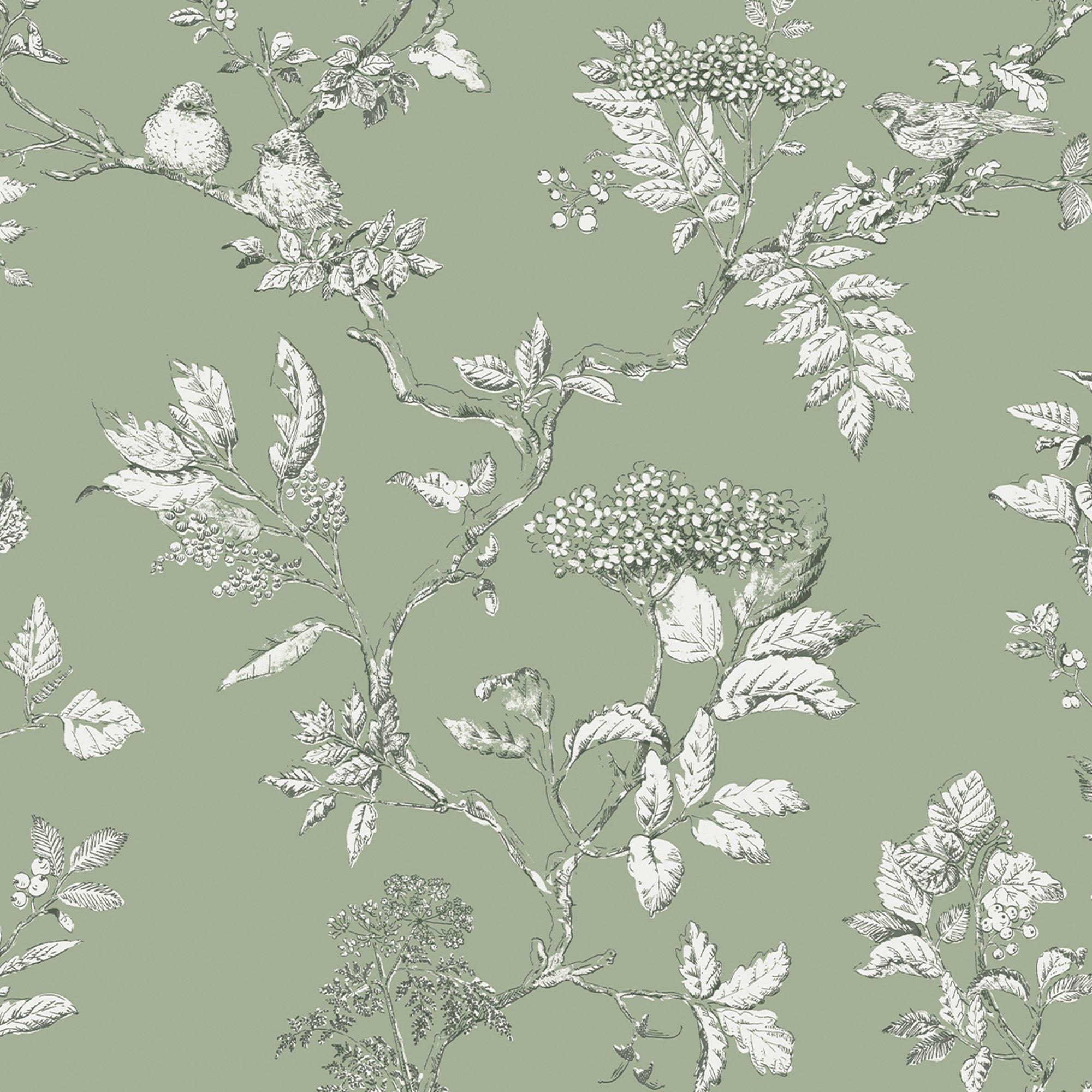 Green - Laura Ashley - Elderwood Sage Wallpaper - 3