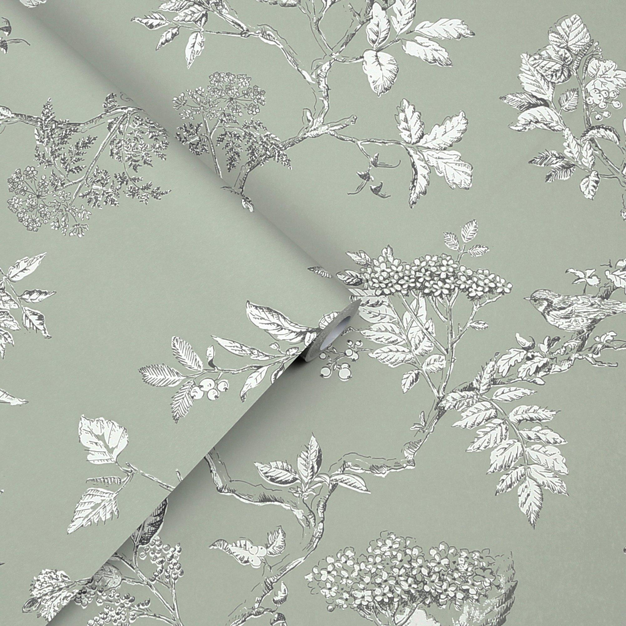 Green - Laura Ashley - Elderwood Sage Wallpaper - 4