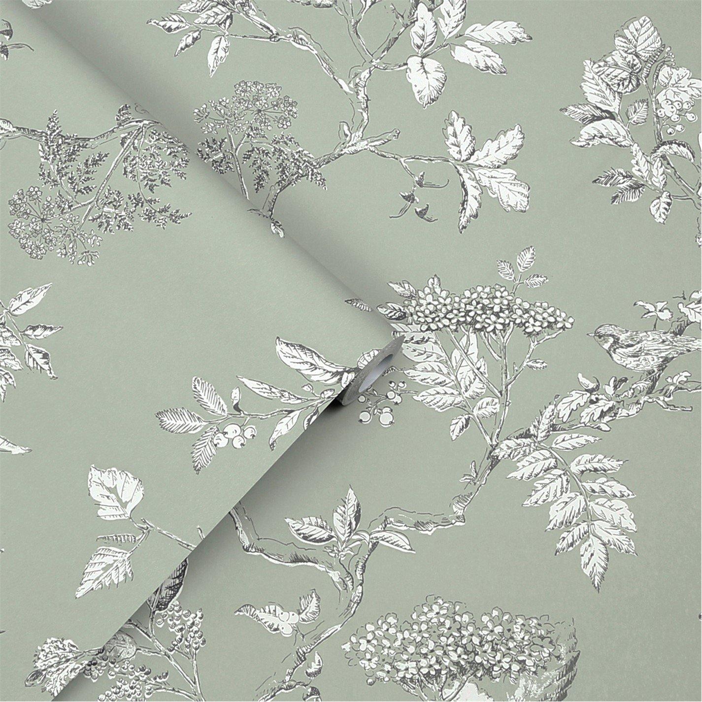 Green - Laura Ashley - Elderwood Sage Wallpaper - 3