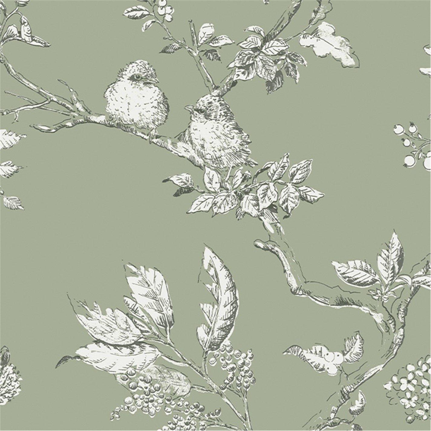 Green - Laura Ashley - Elderwood Sage Wallpaper - 4