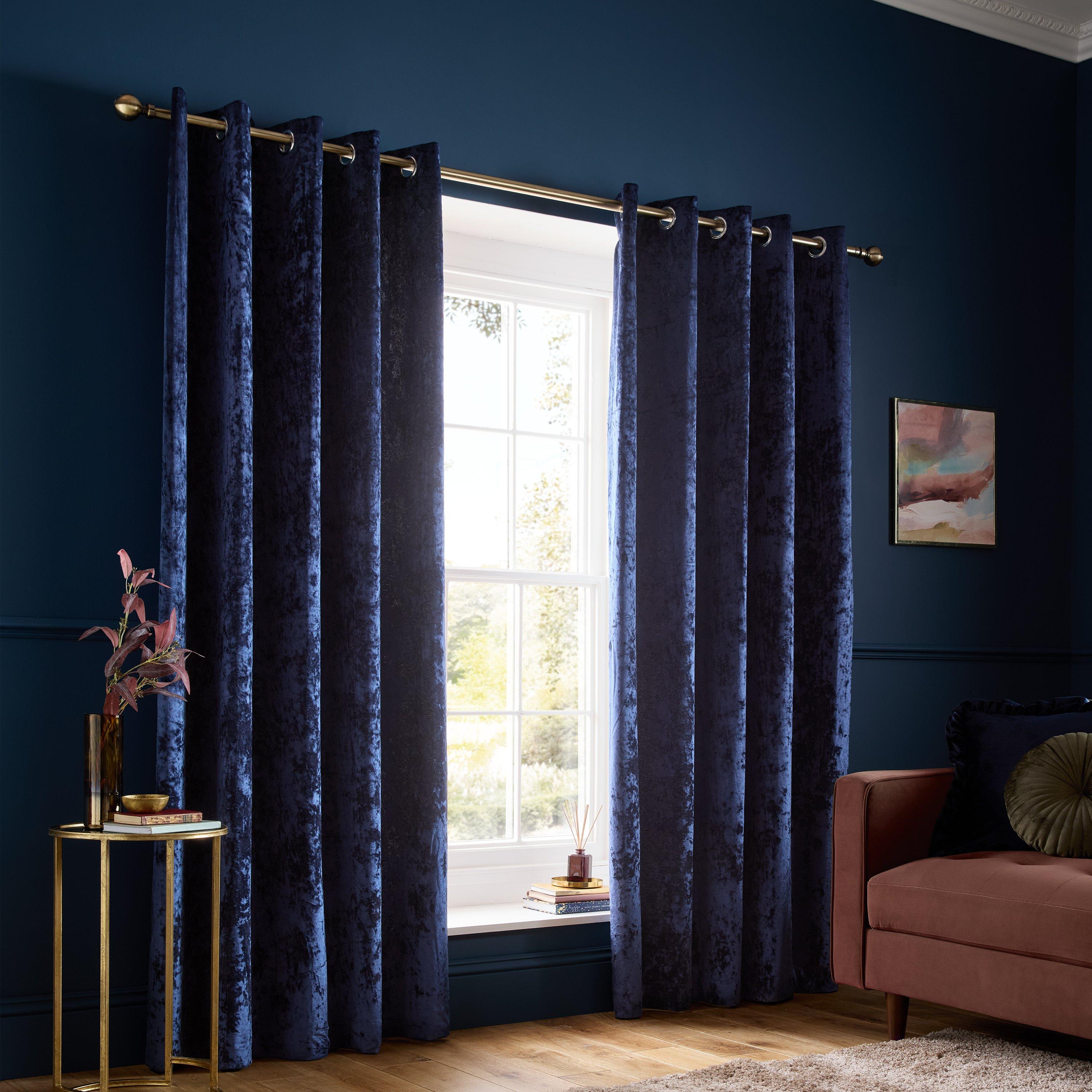 Crushed Velvet Lined Eyelet Curtains
